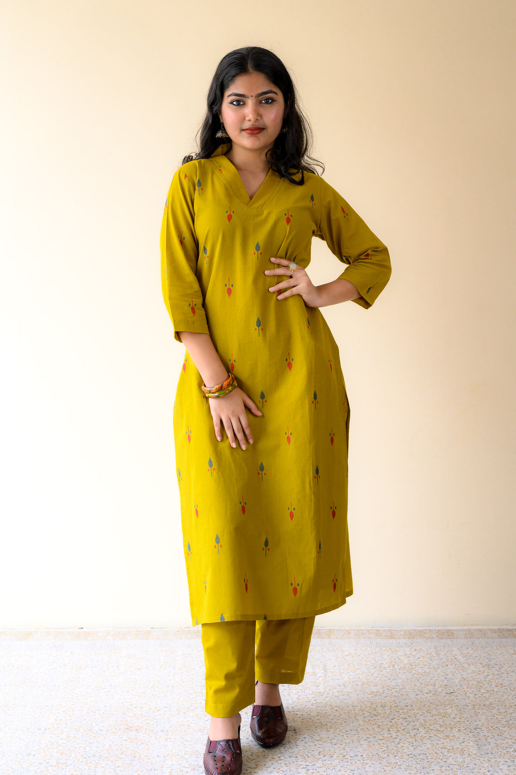 Set of 2- Inara Mustard South Cotton Kurta & Pants Set