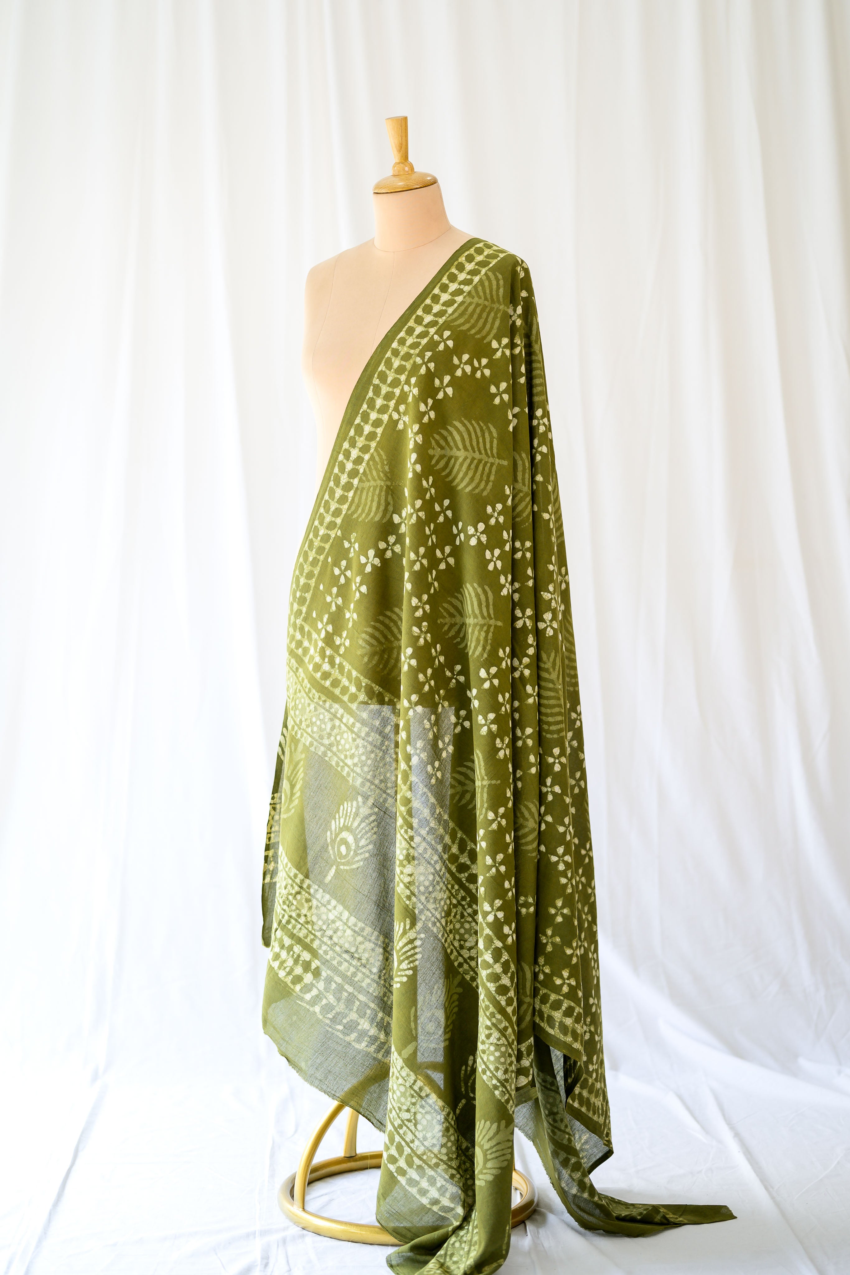 Green Cottage Bagru Cotton Dupatta