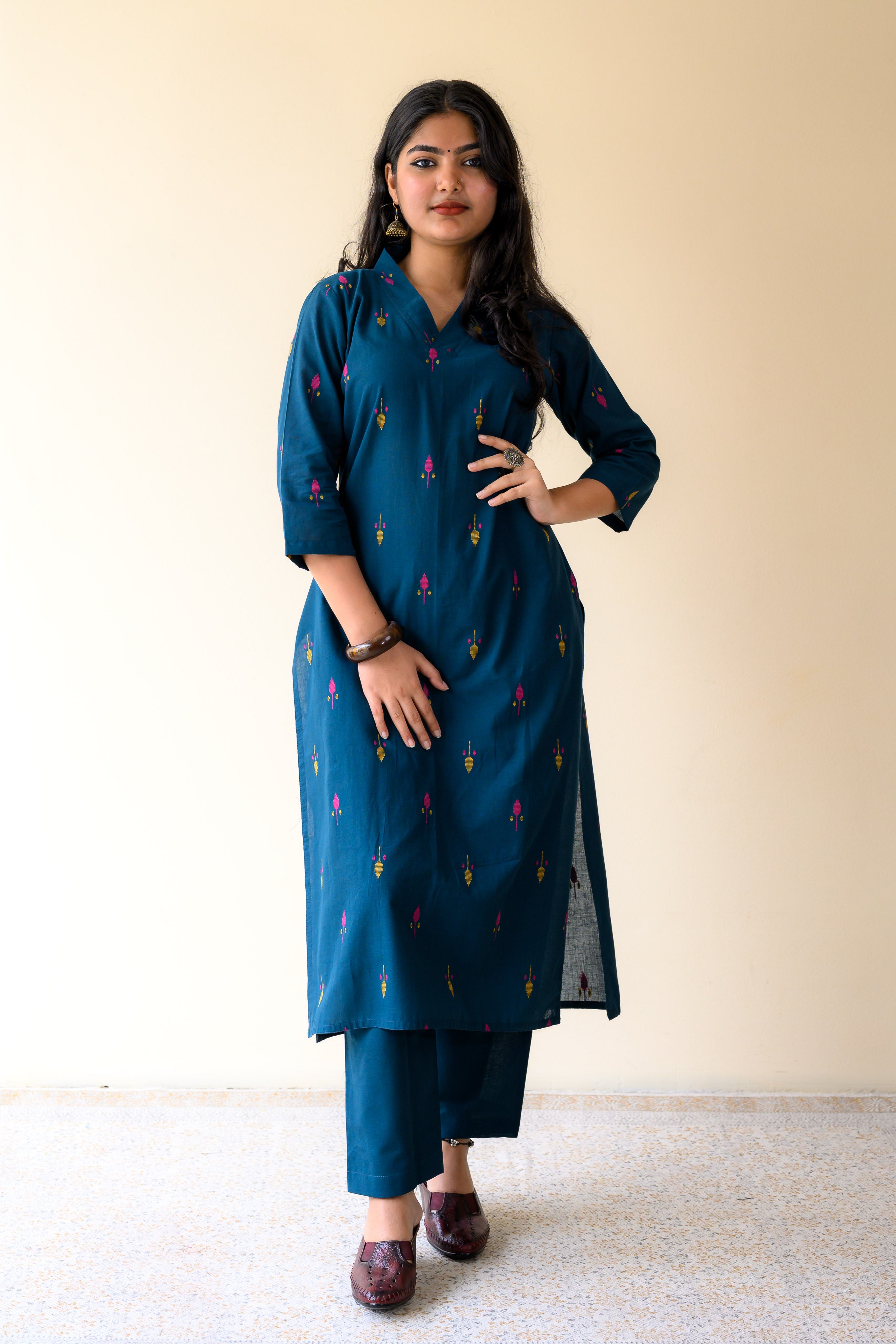 Set of 2- Inara Blue South Cotton Kurta & Pants Set