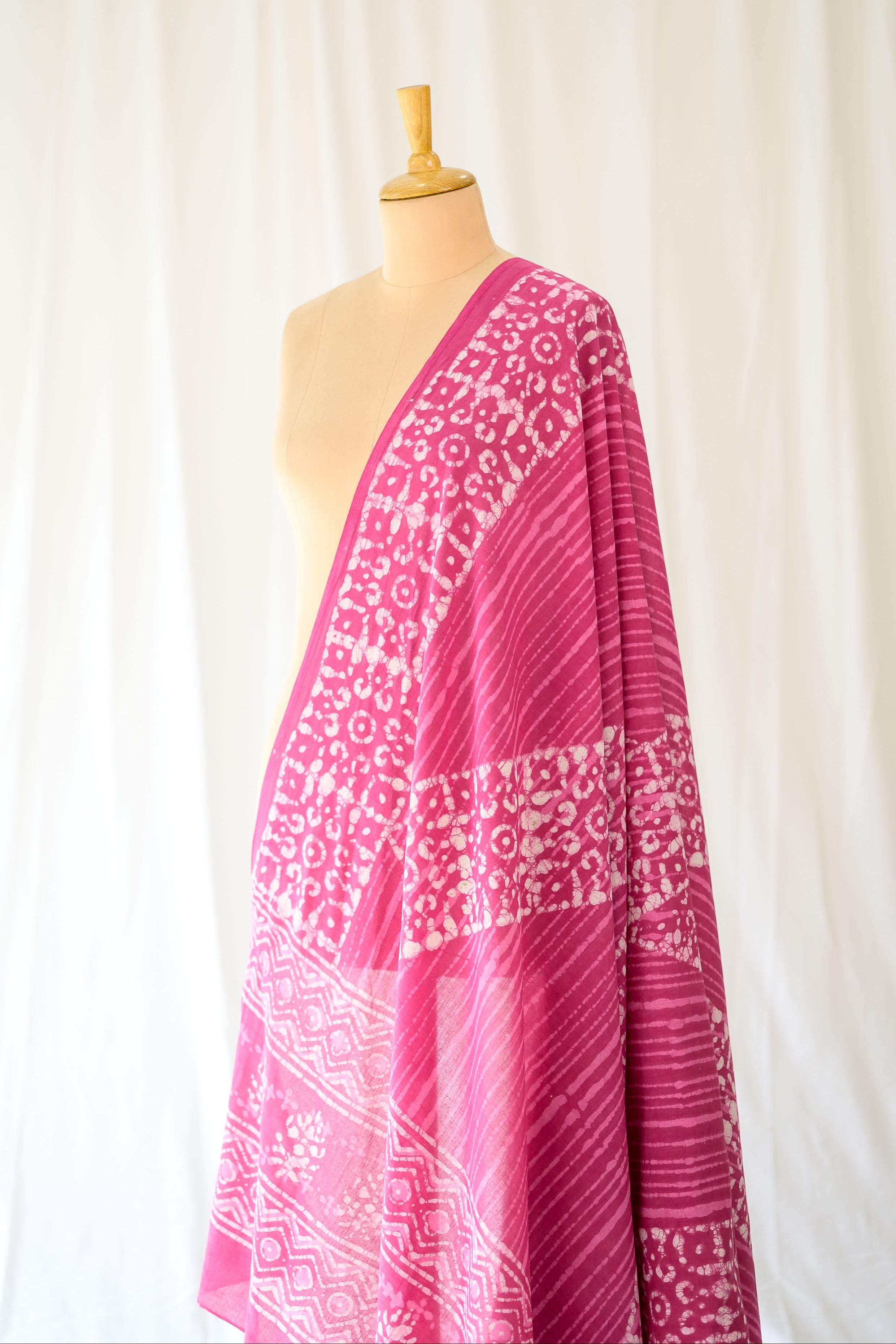 Pink Mosaic Bagru Cotton Dupatta