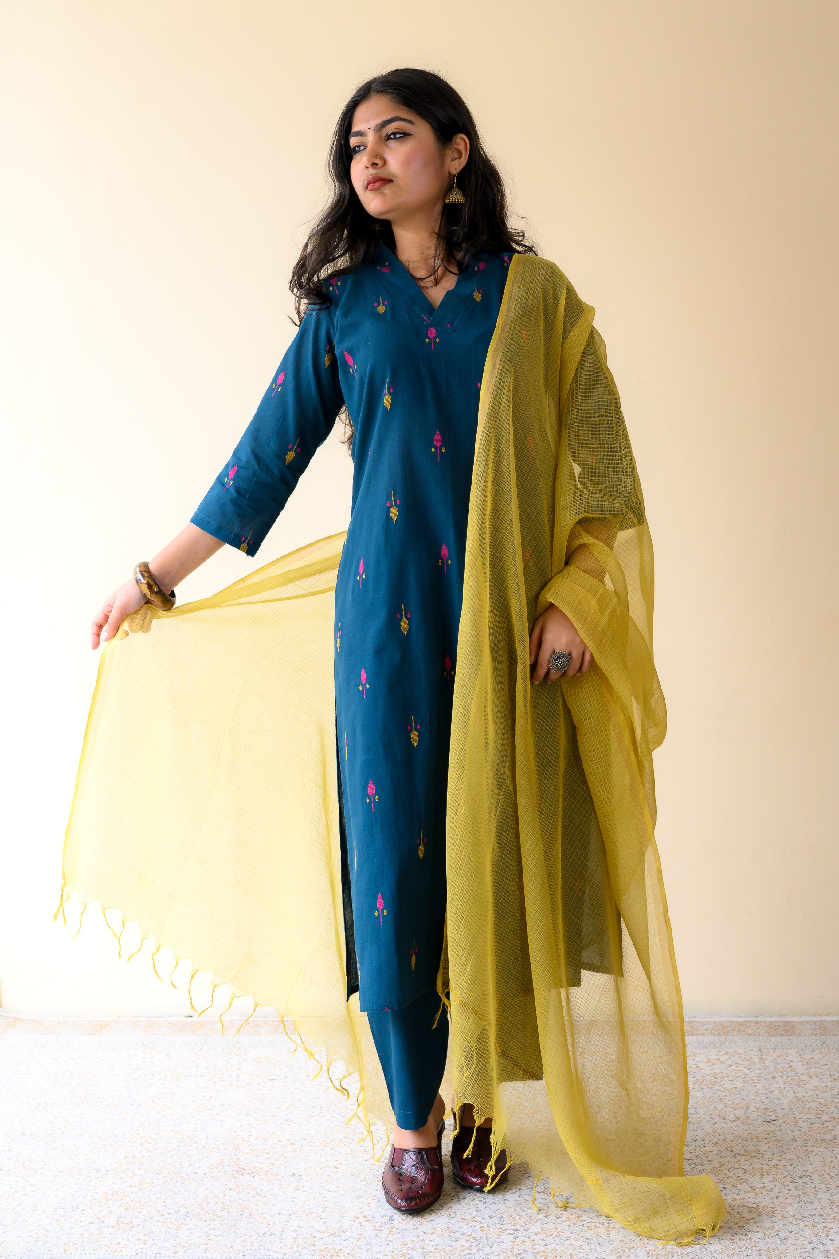 Set of 2- Inara Blue South Cotton Kurta & Pants Set