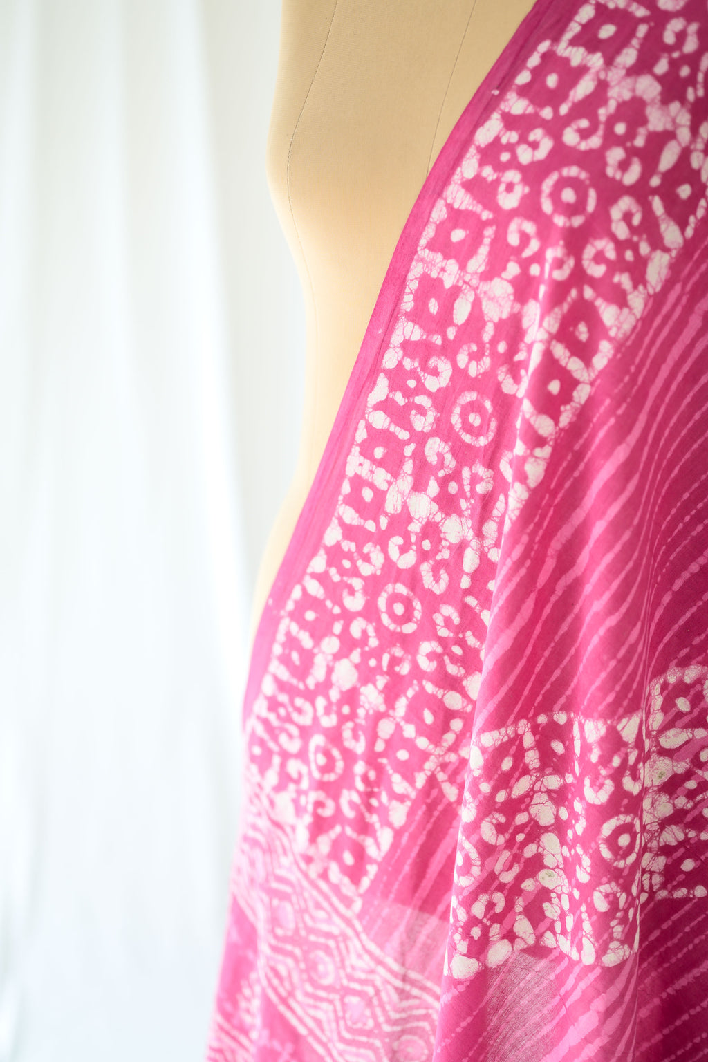 Pink Mosaic Bagru Cotton Dupatta