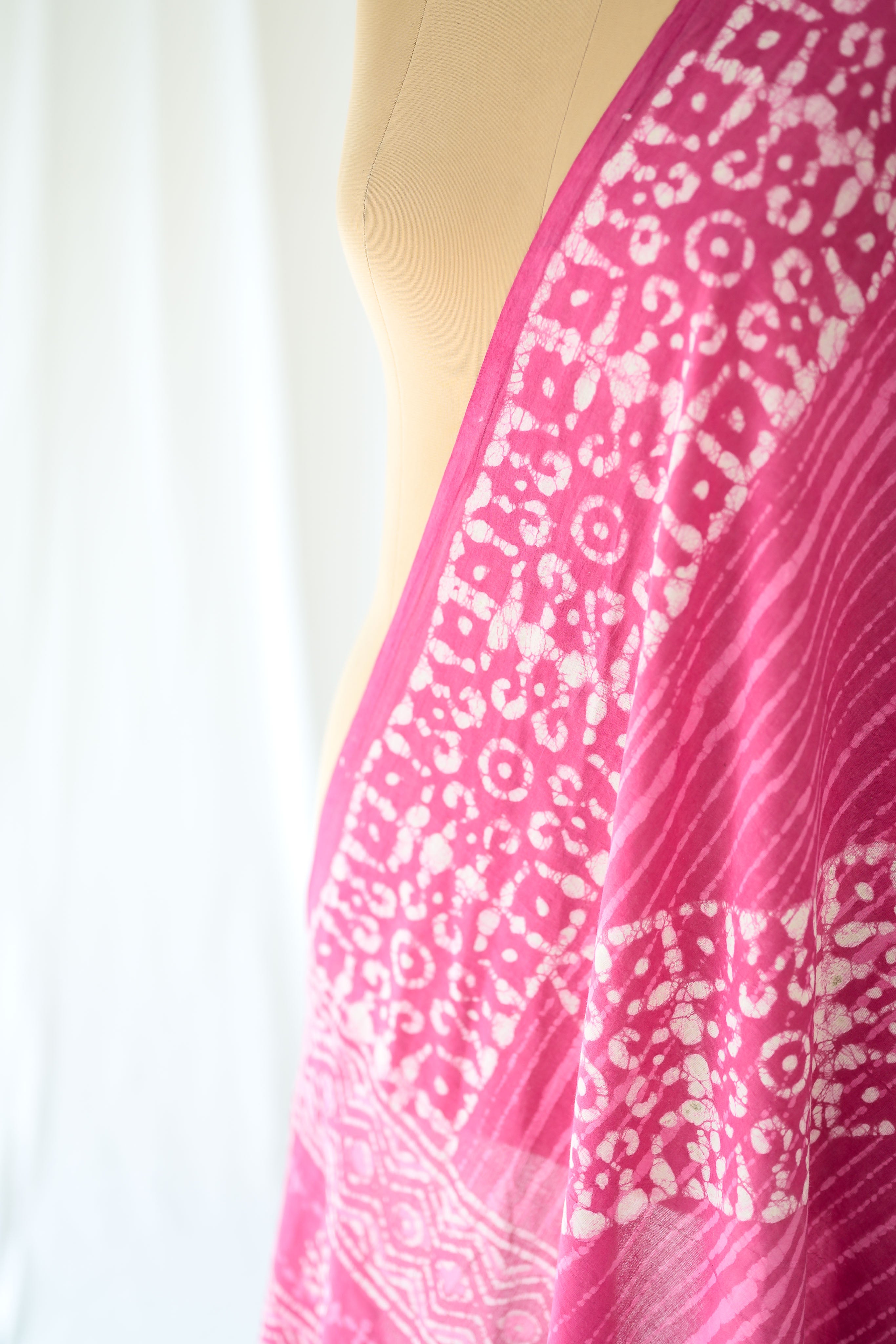 Pink Mosaic Bagru Cotton Dupatta