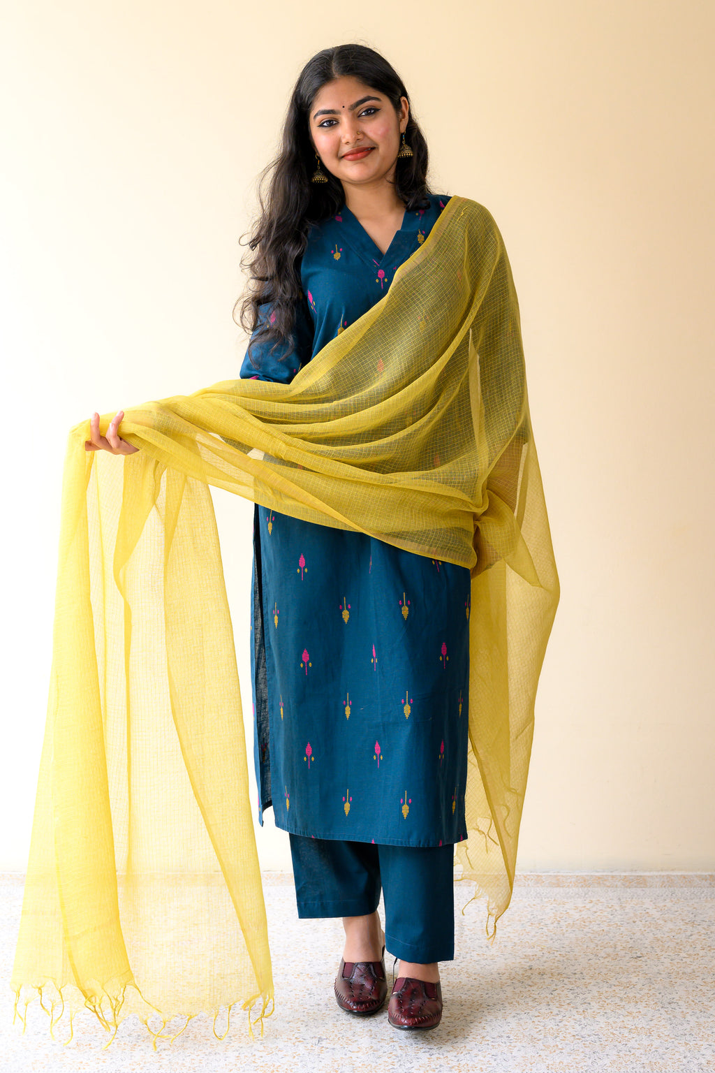 Mustard Yellow Plain Kota Doria Dupatta