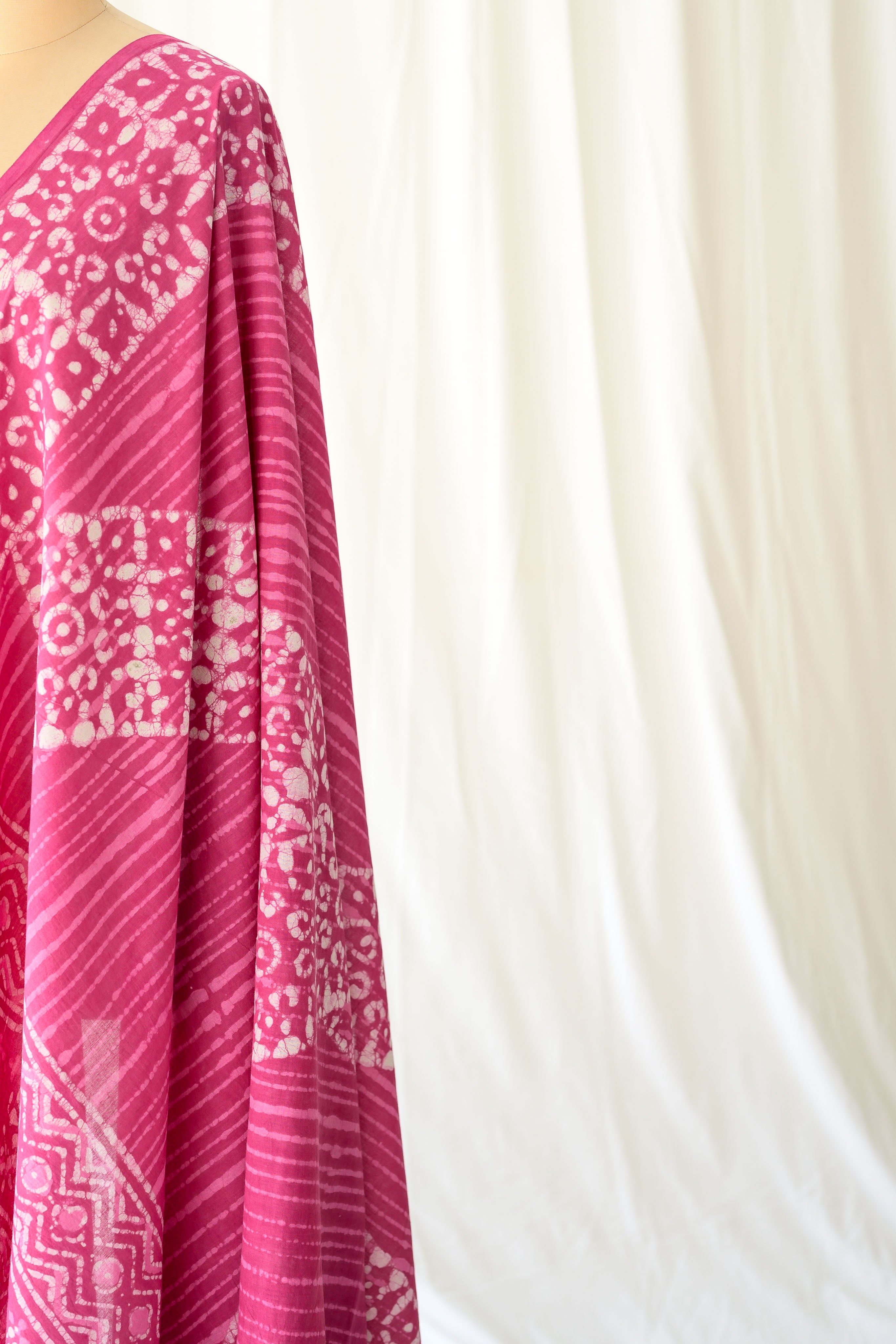 Pink Mosaic Bagru Cotton Dupatta