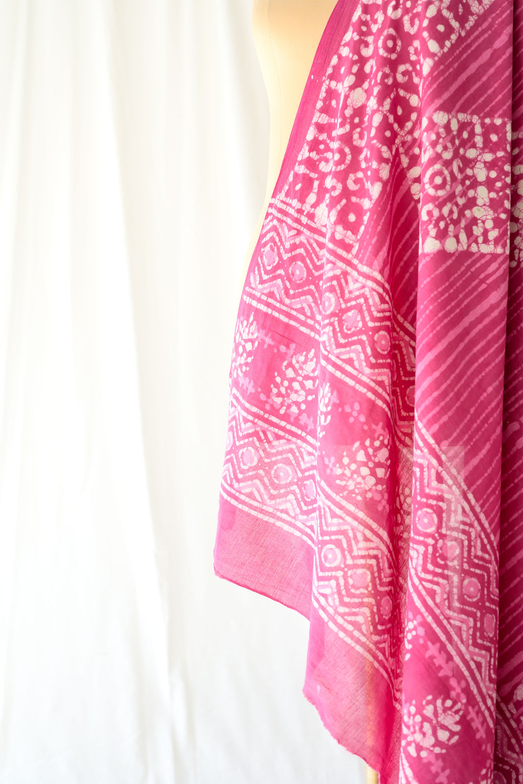 Pink Mosaic Bagru Cotton Dupatta