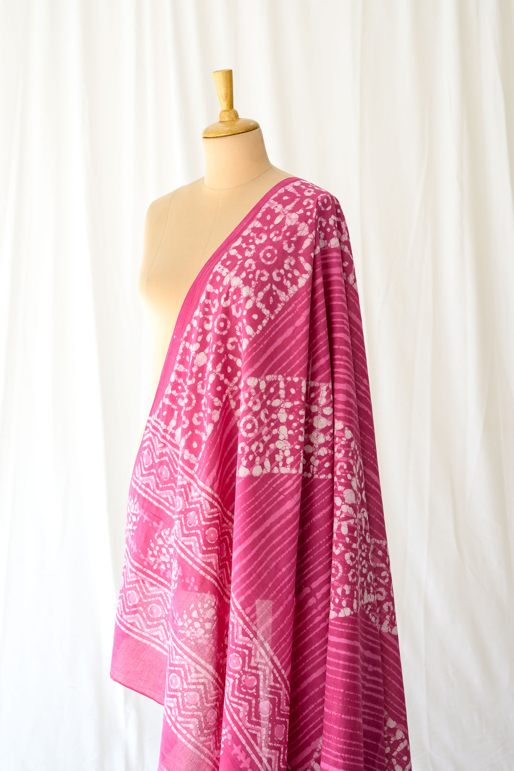 Pink Mosaic Bagru Cotton Dupatta