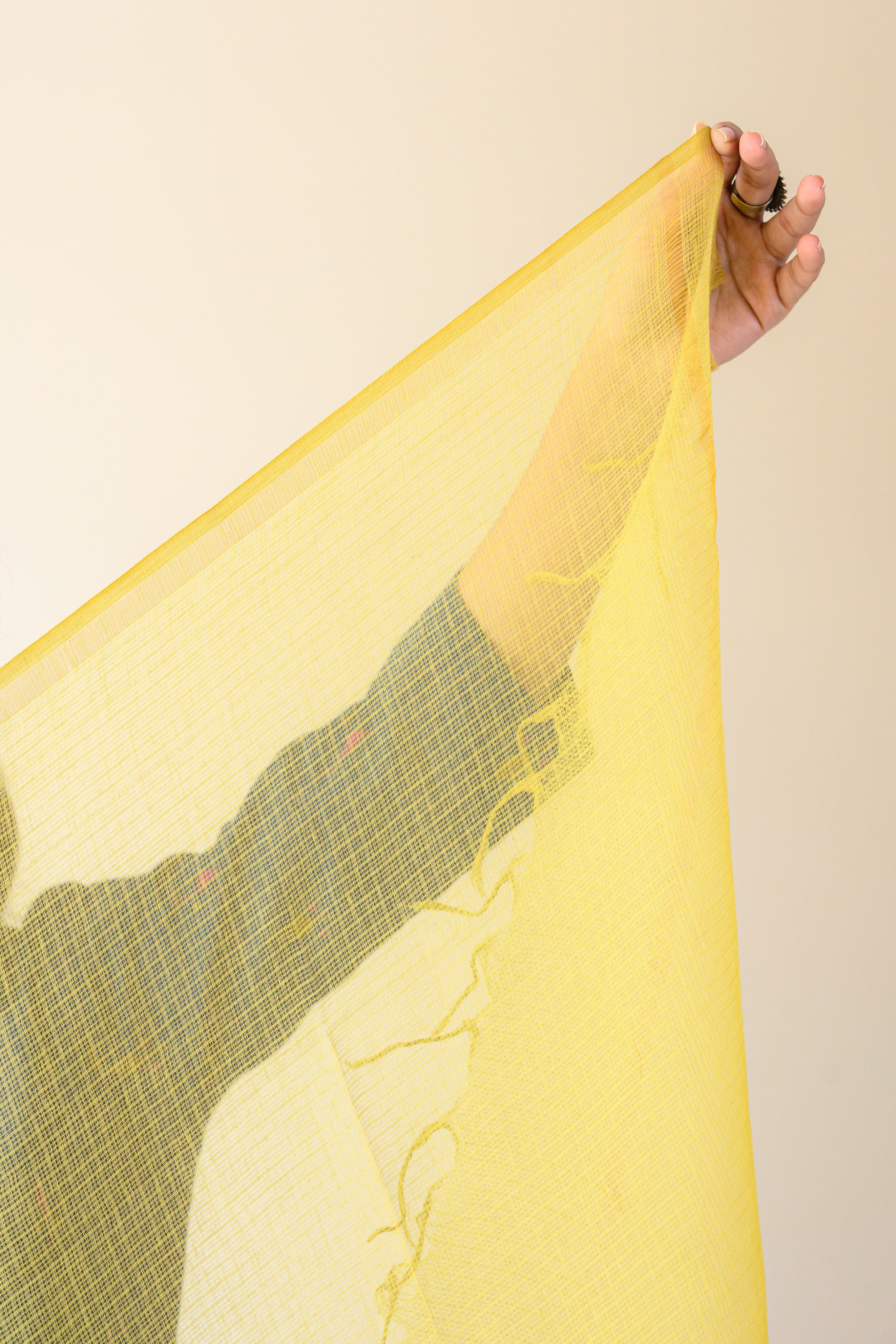 Mustard Yellow Plain Kota Doria Dupatta