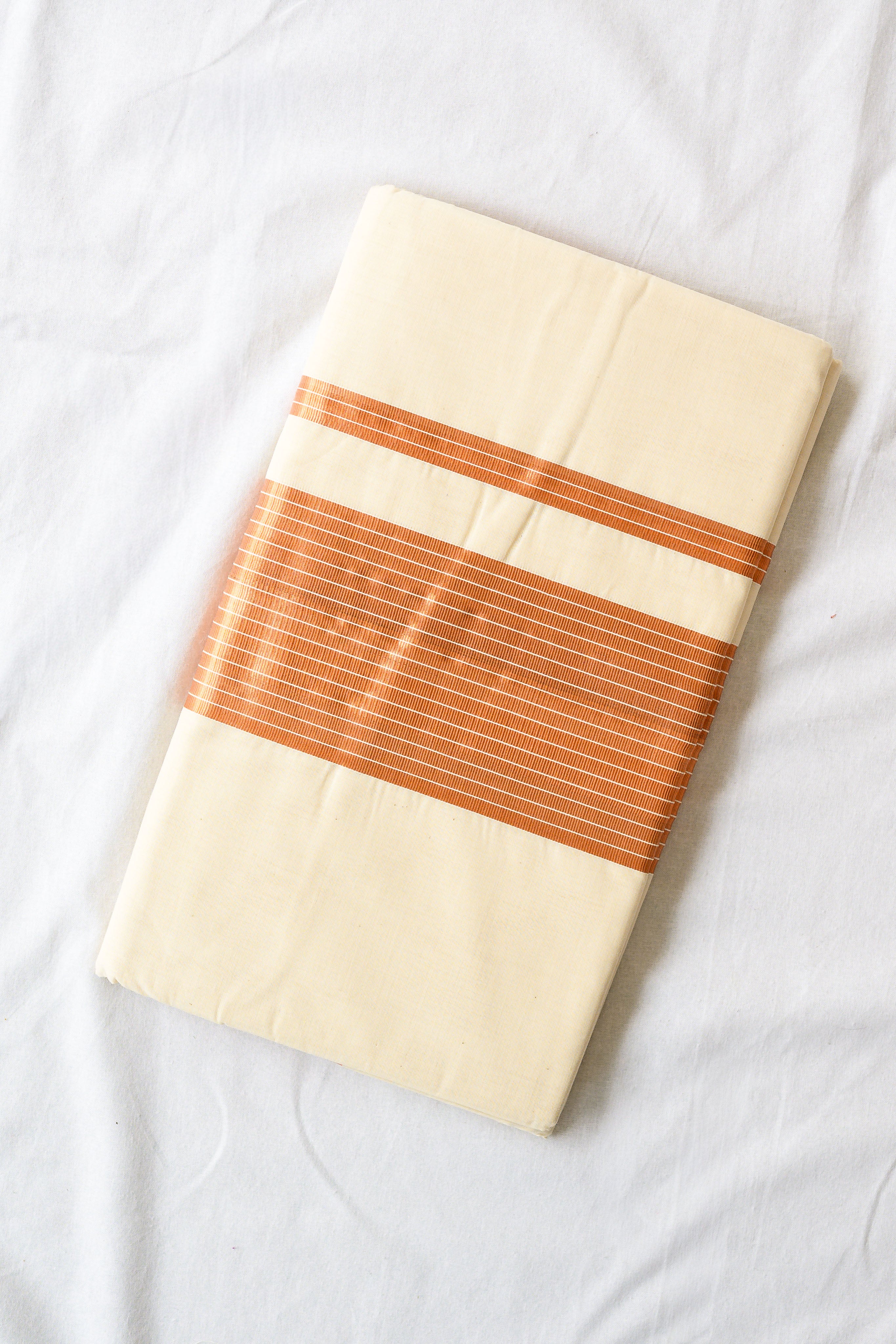 Copper Kasavu Balaramapuram Handloom Saree with Bagru Blouse