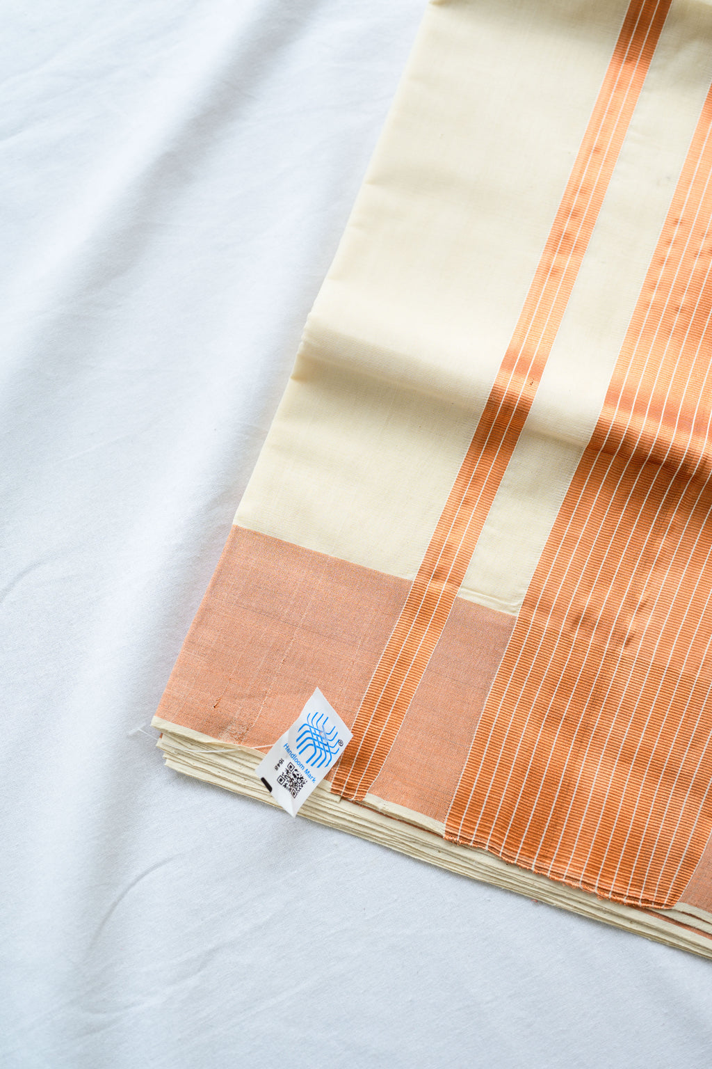 Copper Kasavu Balaramapuram Handloom Saree with Bagru Blouse