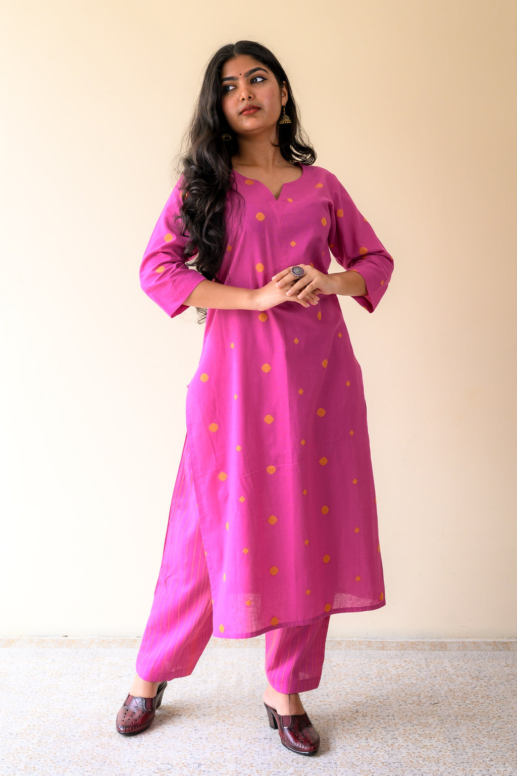 Set of 2- Inara Pink South Cotton Kurta & Pants Set