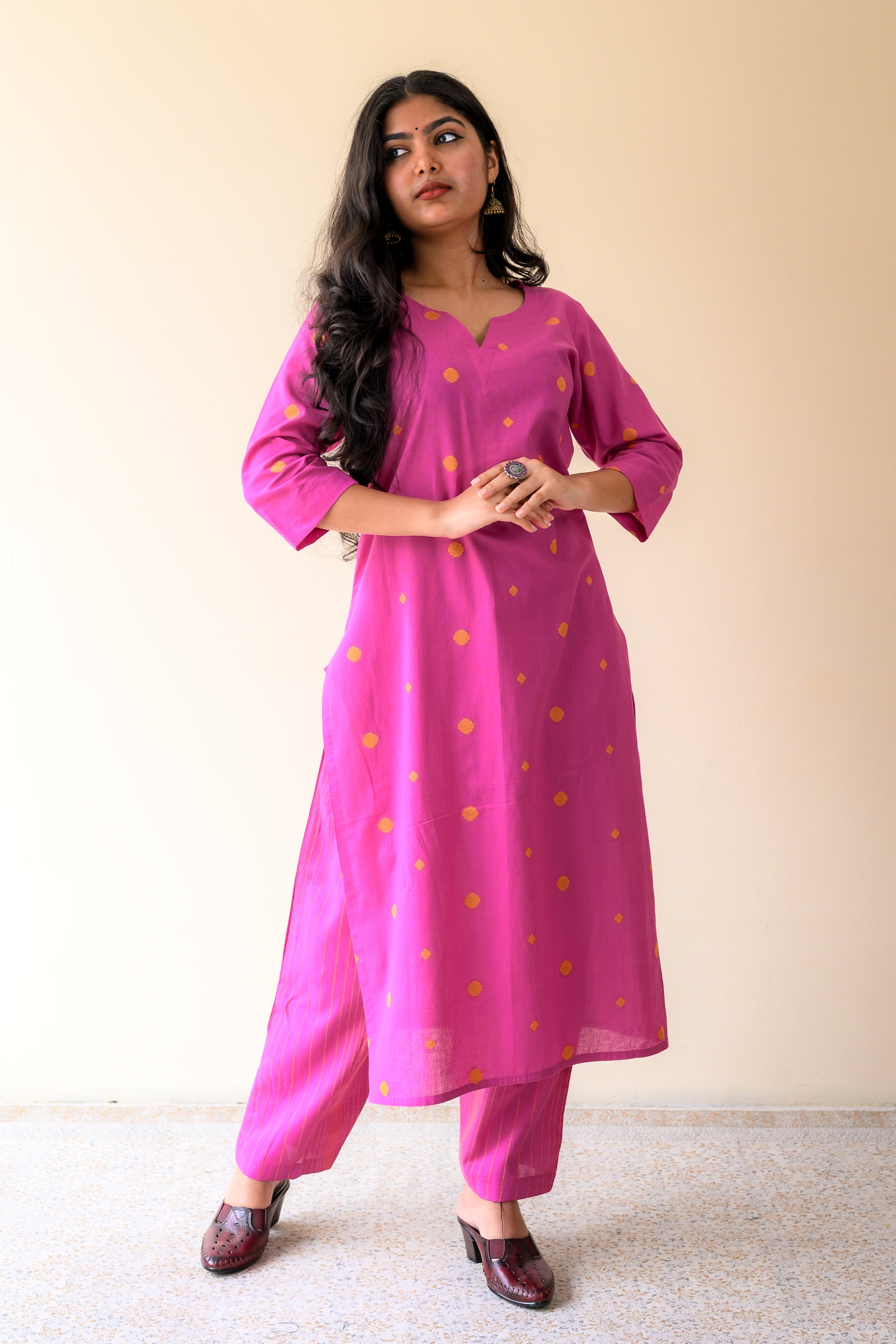 Set of 2- Inara Pink South Cotton Kurta & Pants Set
