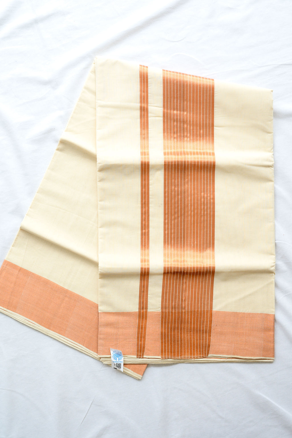 Copper Kasavu Balaramapuram Handloom Saree with Bagru Blouse