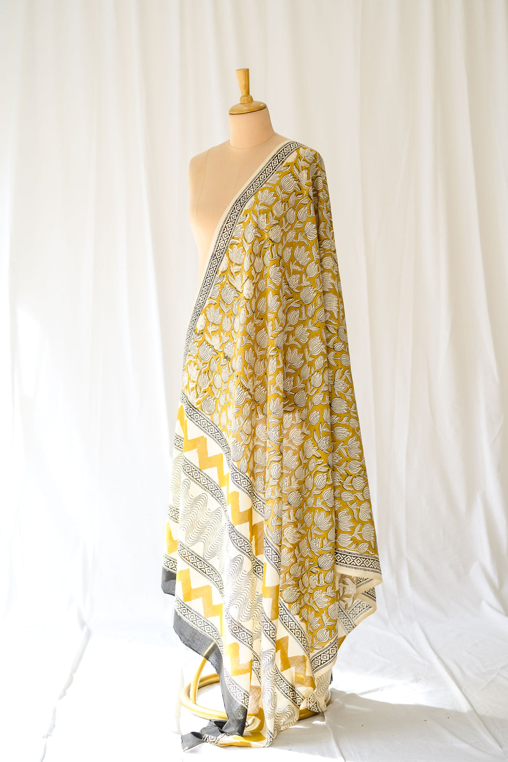 Sunlit Blossoms Bagru Cotton Dupatta