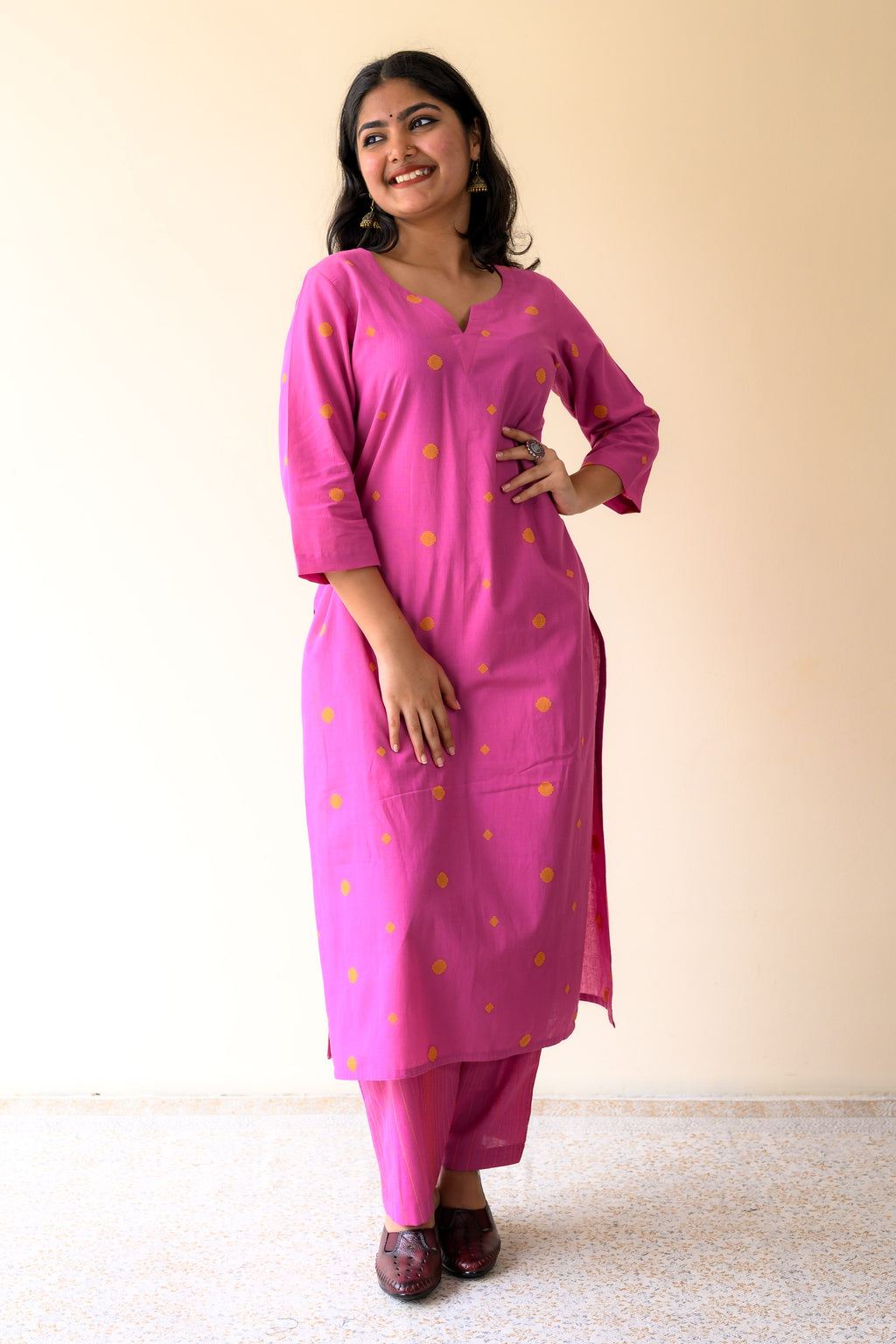 Set of 2- Inara Pink South Cotton Kurta & Pants Set