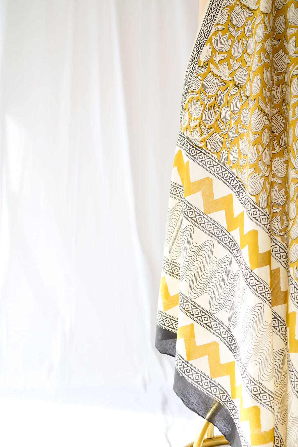 Sunlit Blossoms Bagru Cotton Dupatta