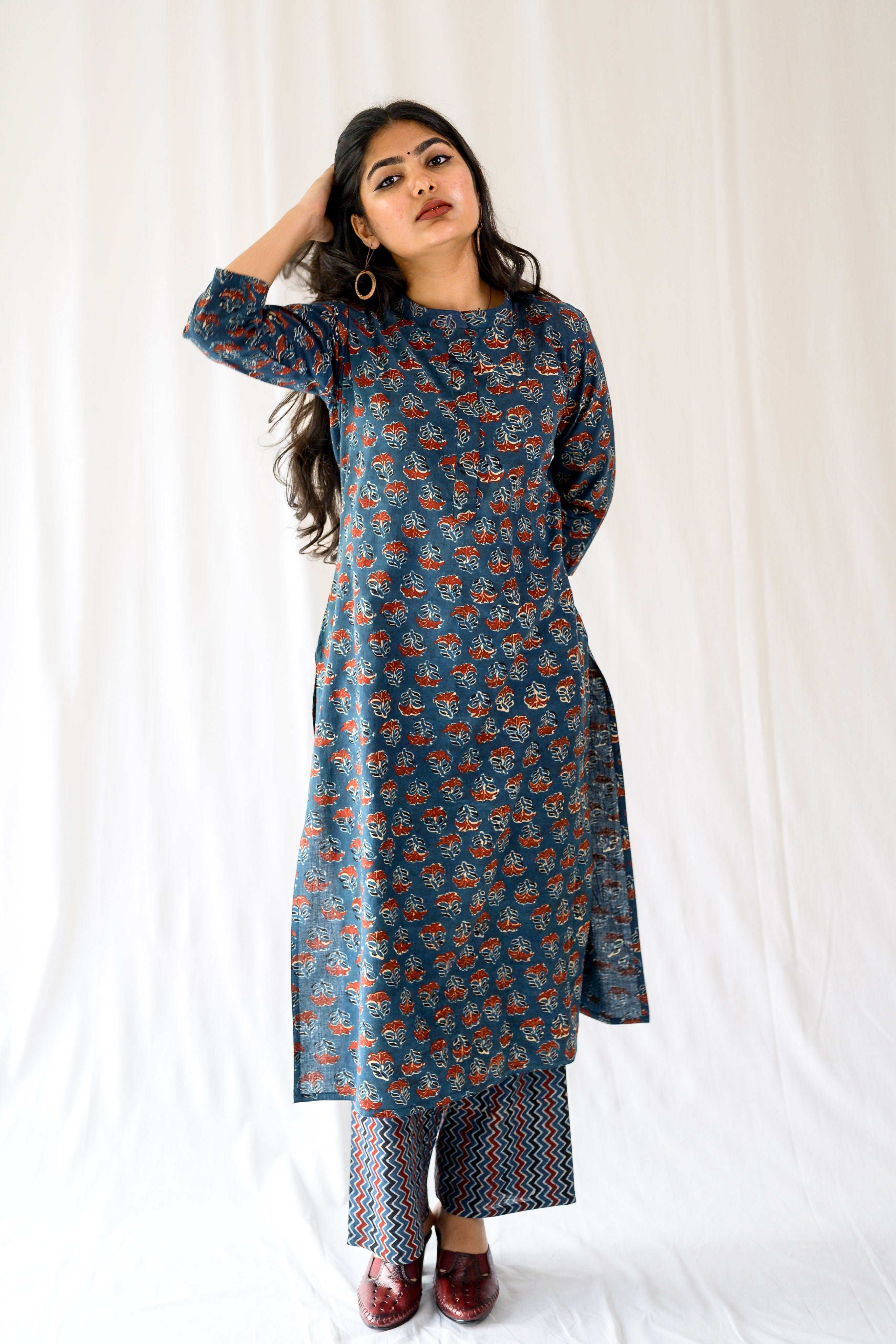 Nargis Indigo Ajrakh Kurta