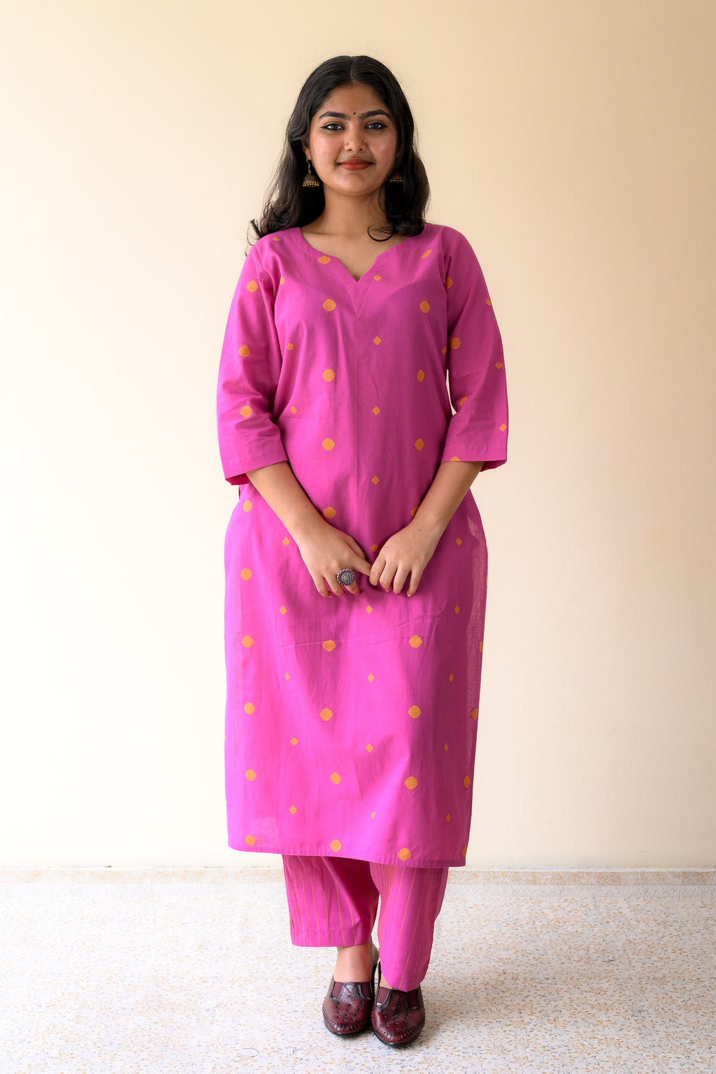 Set of 2- Inara Pink South Cotton Kurta & Pants Set