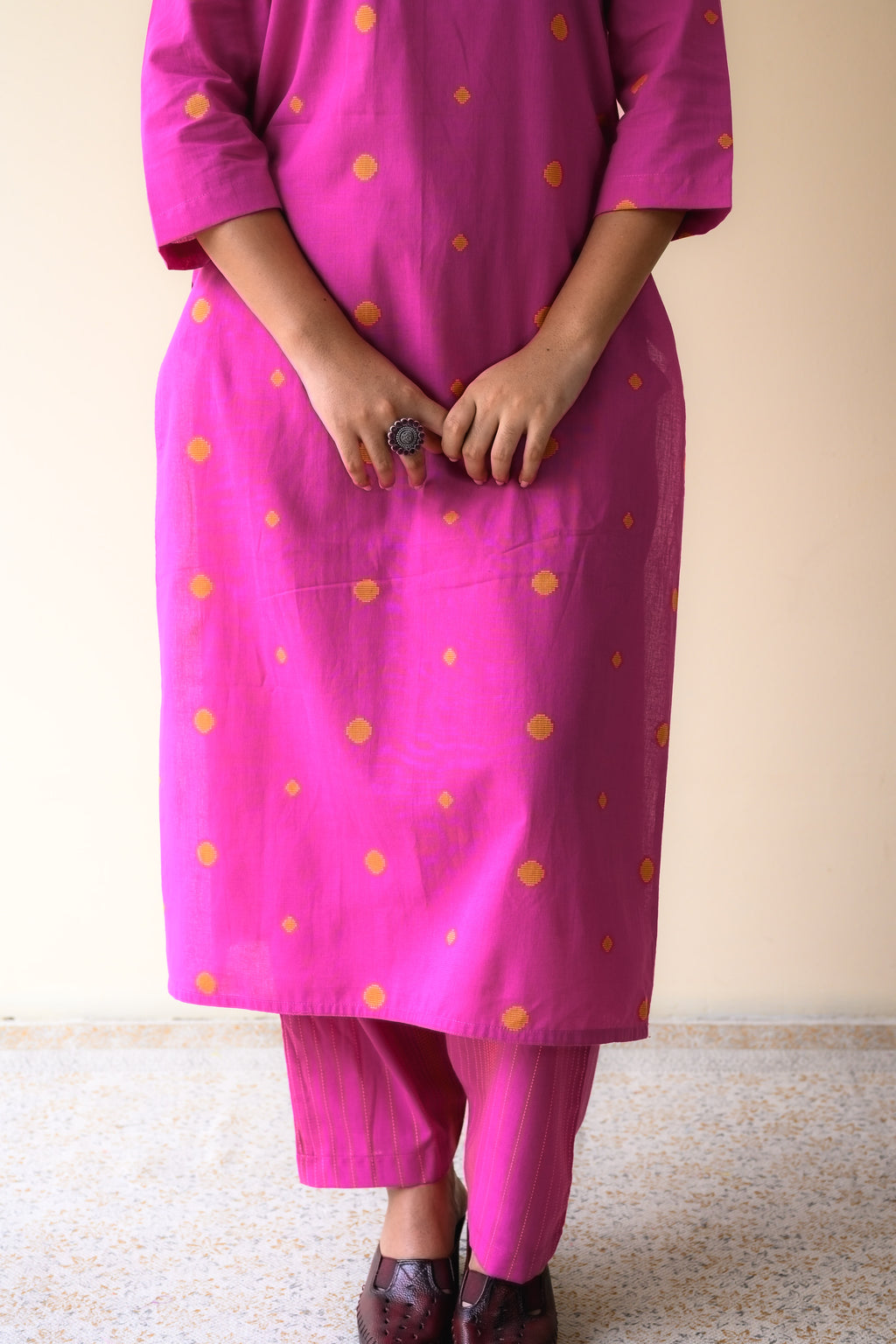 Set of 2- Inara Pink South Cotton Kurta & Pants Set