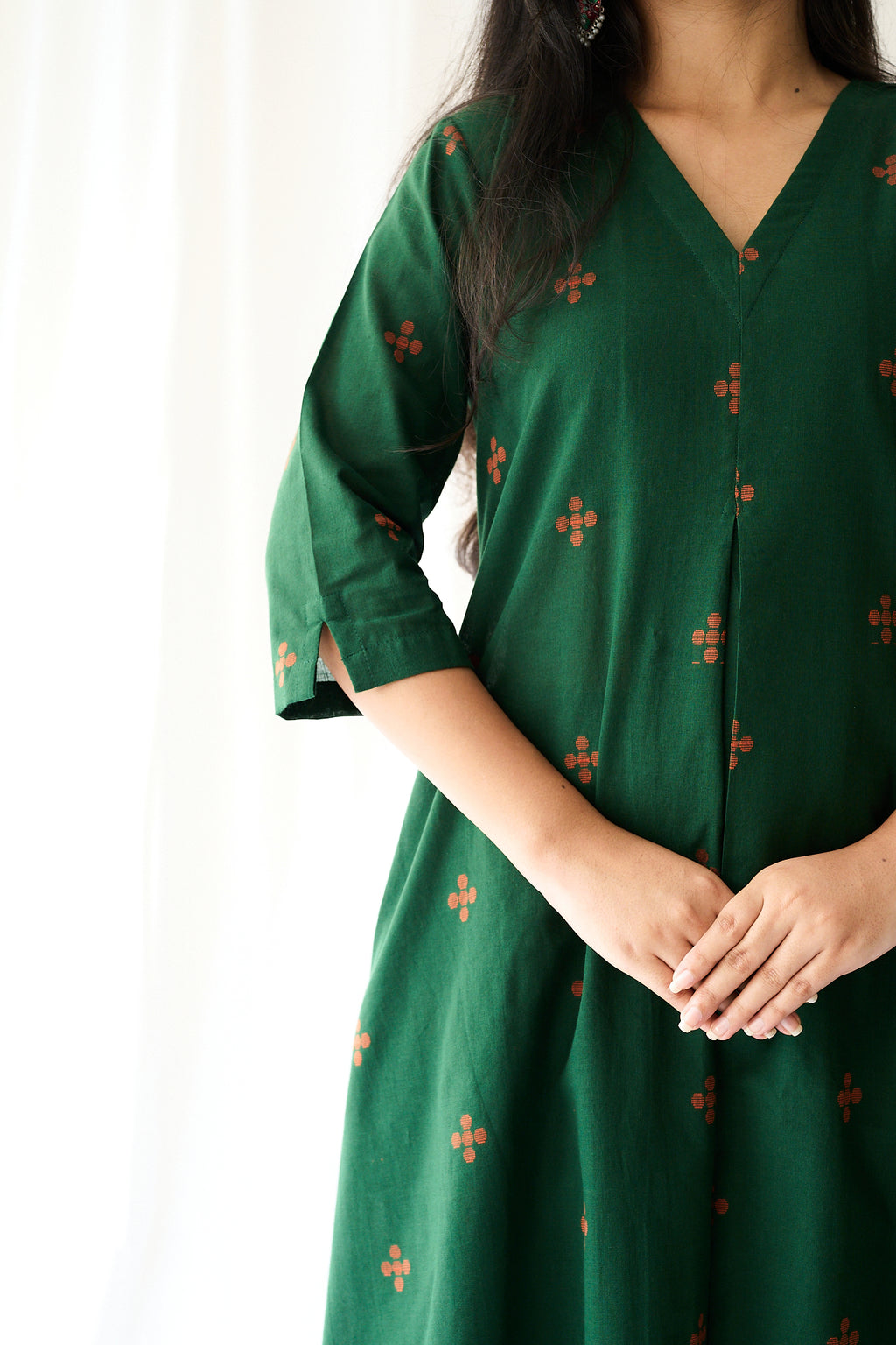 Set of 2- Mireya Bottle Green South Cotton Kurta & Pants Set