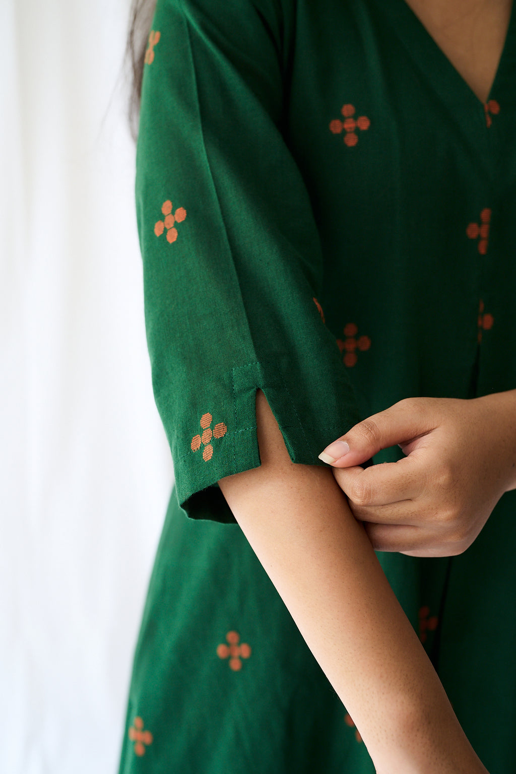 Set of 2- Mireya Bottle Green South Cotton Kurta & Pants Set