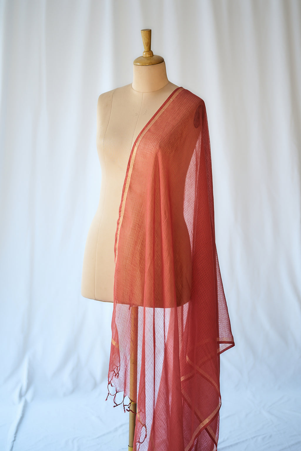 Rust Orange Plain Kota Doria Dupatta