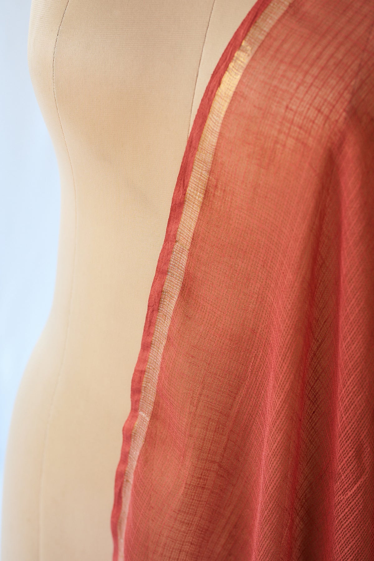 Rust Orange Plain Kota Doria Dupatta
