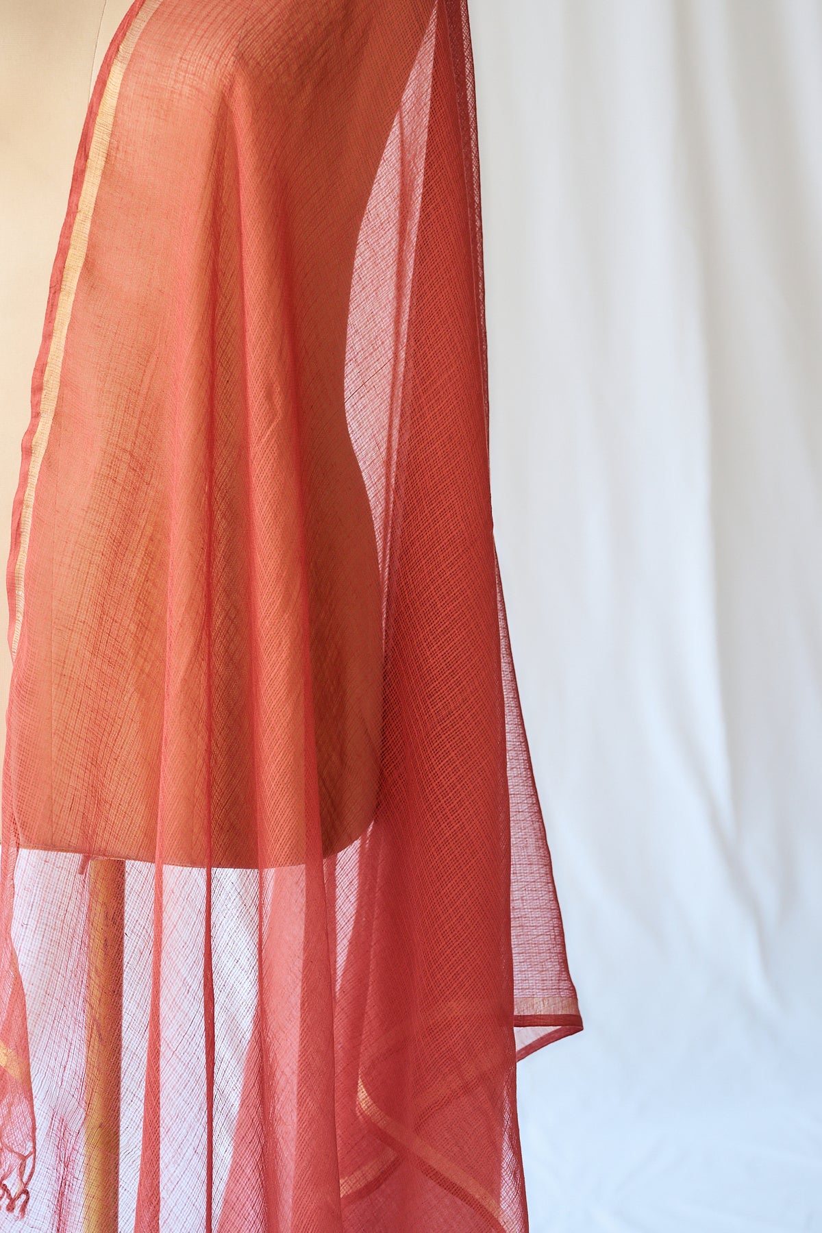 Rust Orange Plain Kota Doria Dupatta