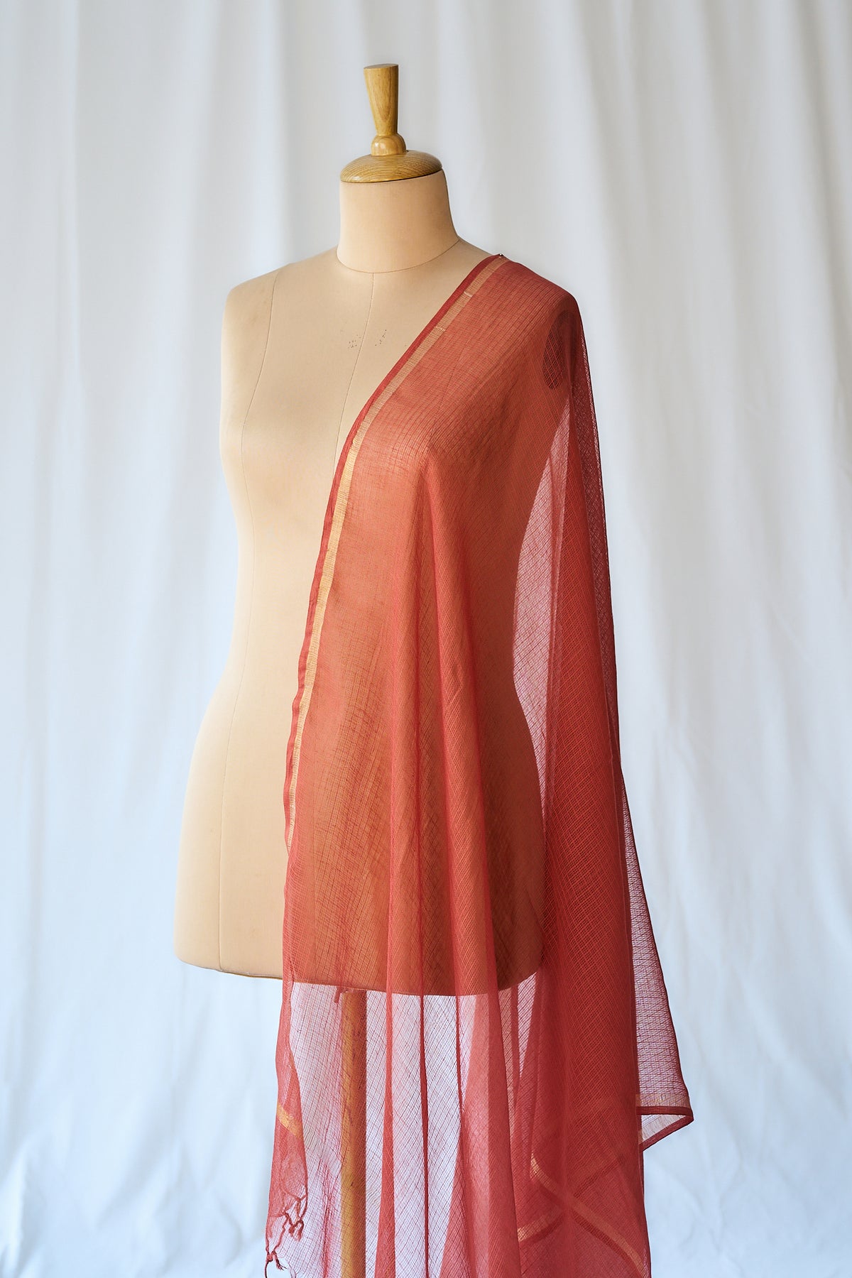 Rust Orange Plain Kota Doria Dupatta