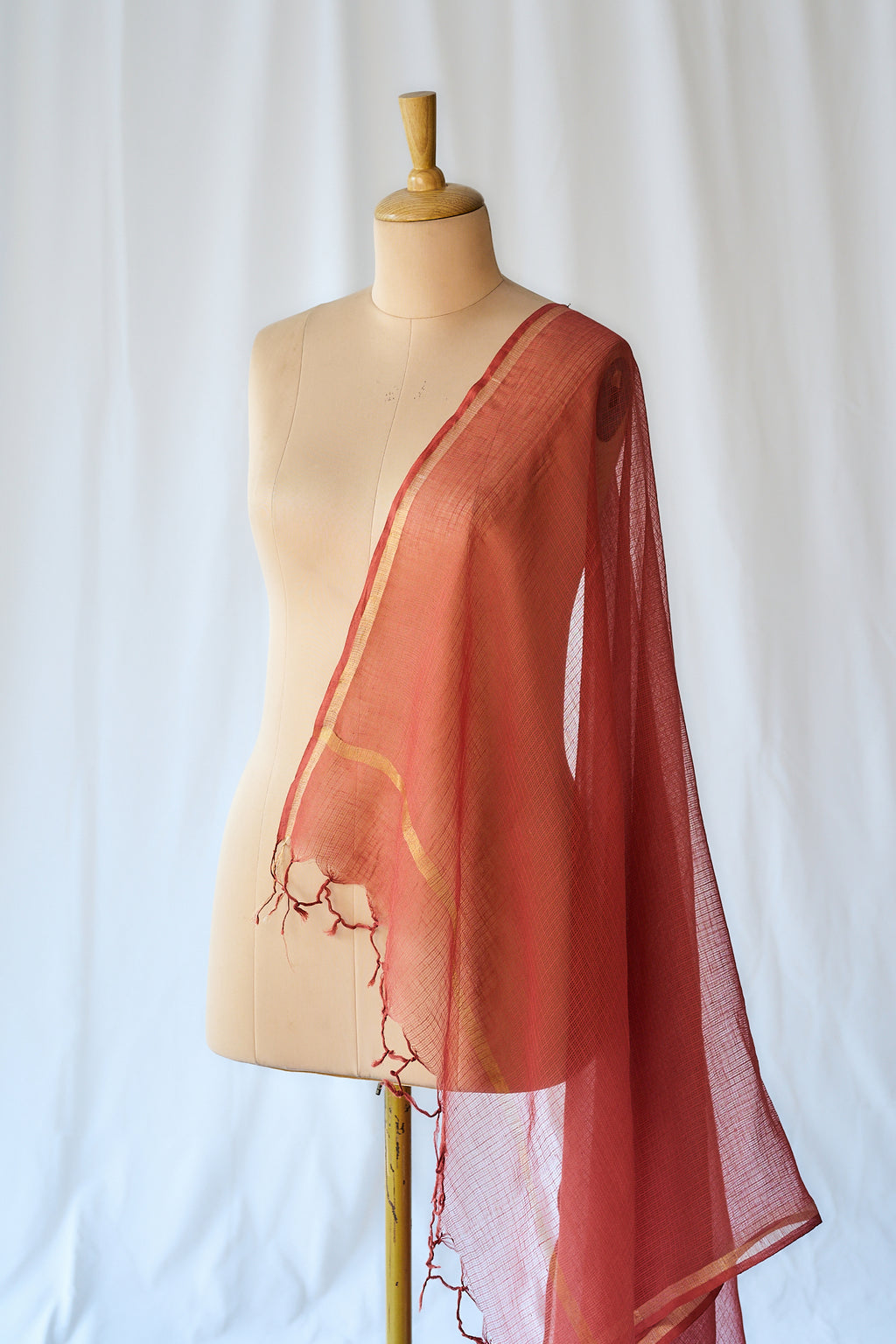 Rust Orange Plain Kota Doria Dupatta