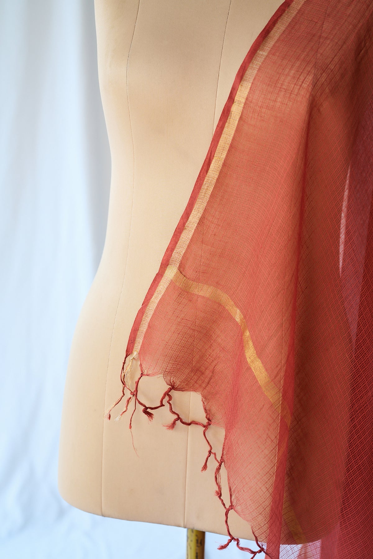 Rust Orange Plain Kota Doria Dupatta