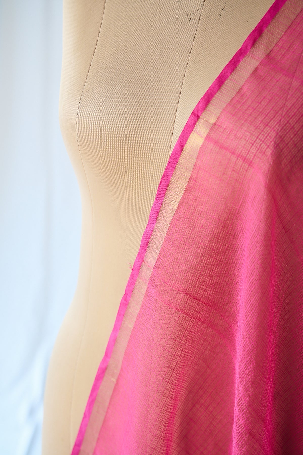 Dark Pink Plain Kota Doria Dupatta