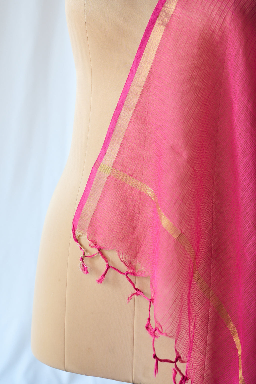 Dark Pink Plain Kota Doria Dupatta