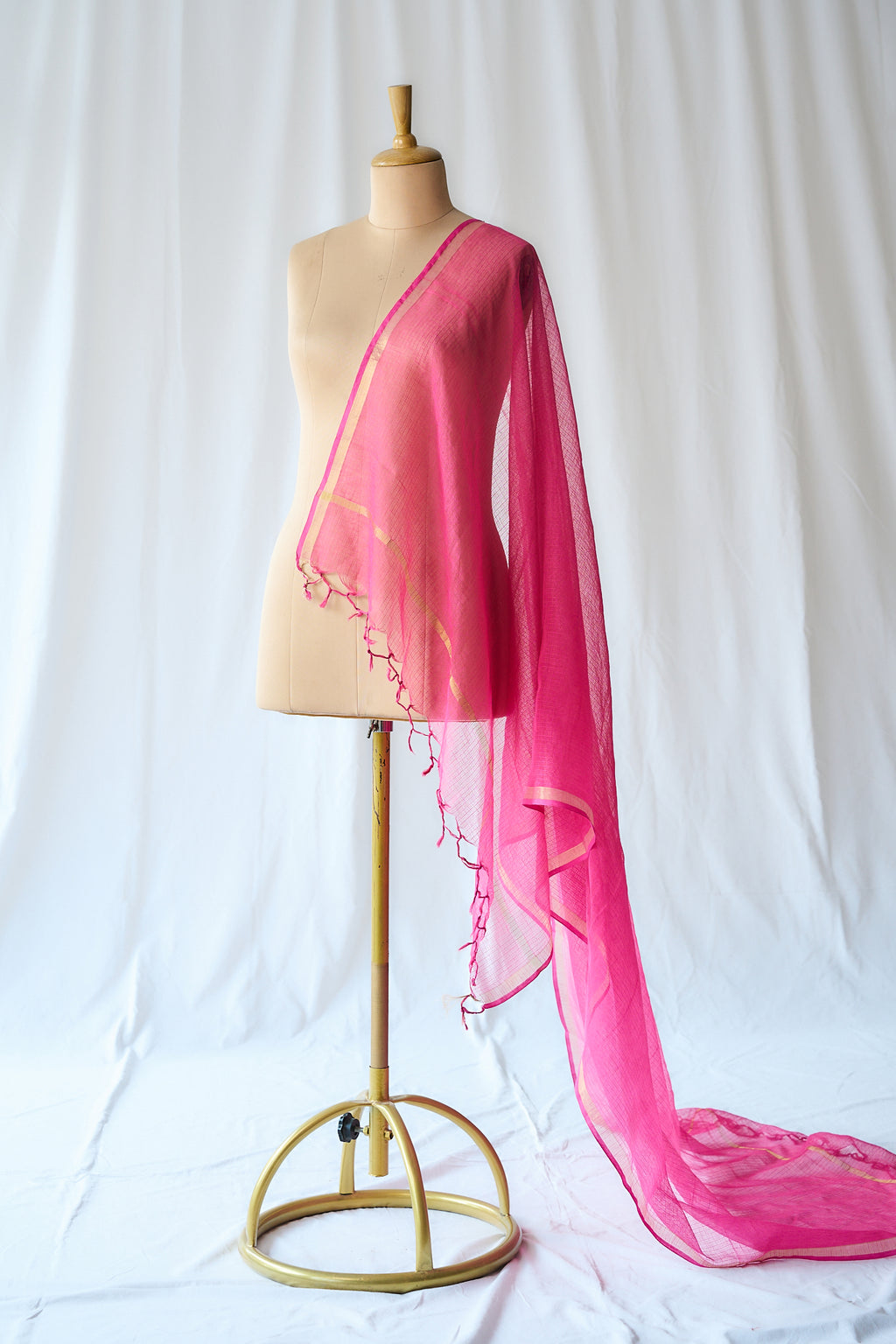 Dark Pink Plain Kota Doria Dupatta