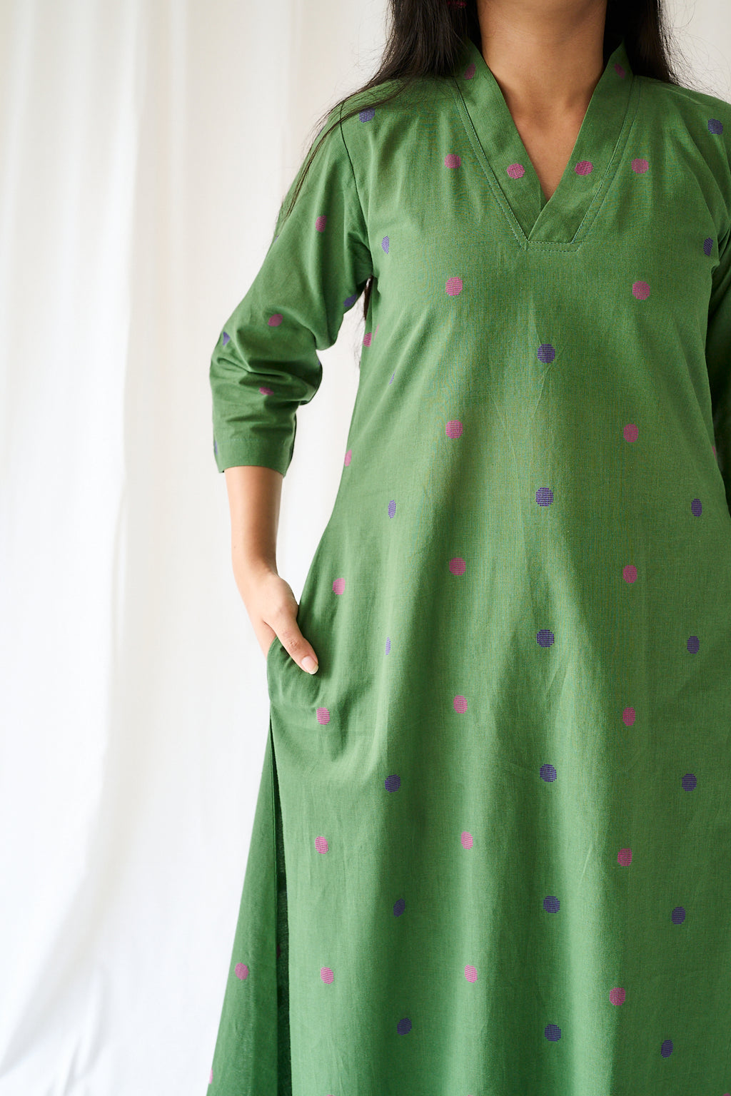 Set of 2- Ishira Green South Cotton Kurta & Pants Set