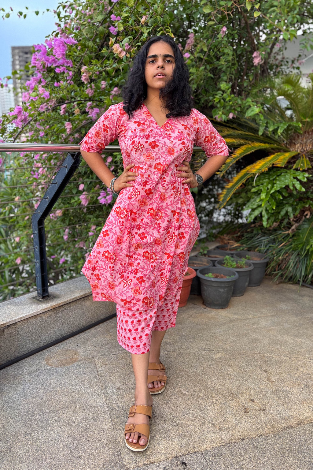 Set of 2- Sakura Sanganeri Short Kurta & Palazzo