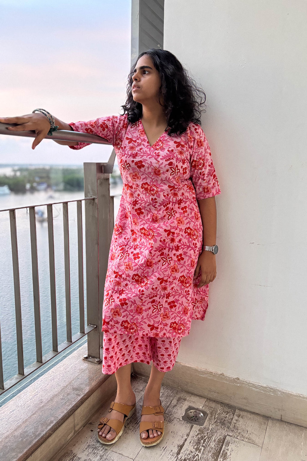 Set of 2- Sakura Sanganeri Short Kurta & Palazzo