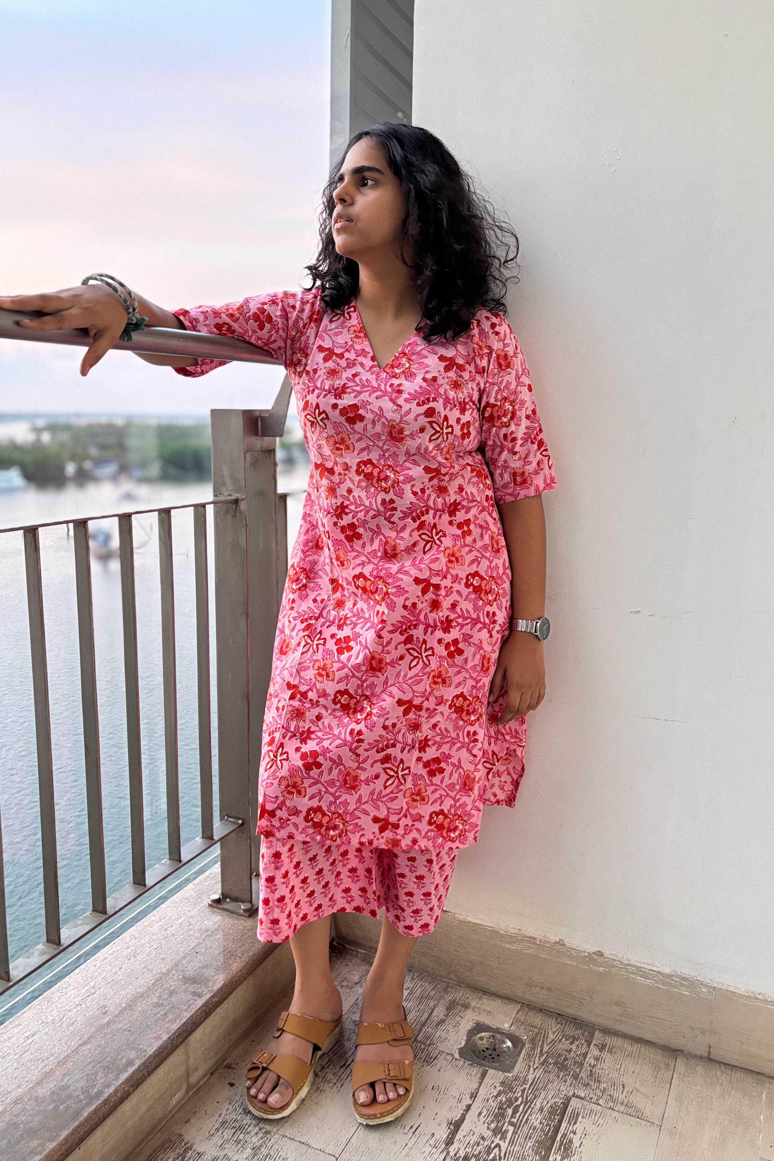 Set of 2- Sakura Sanganeri Short Kurta & Palazzo