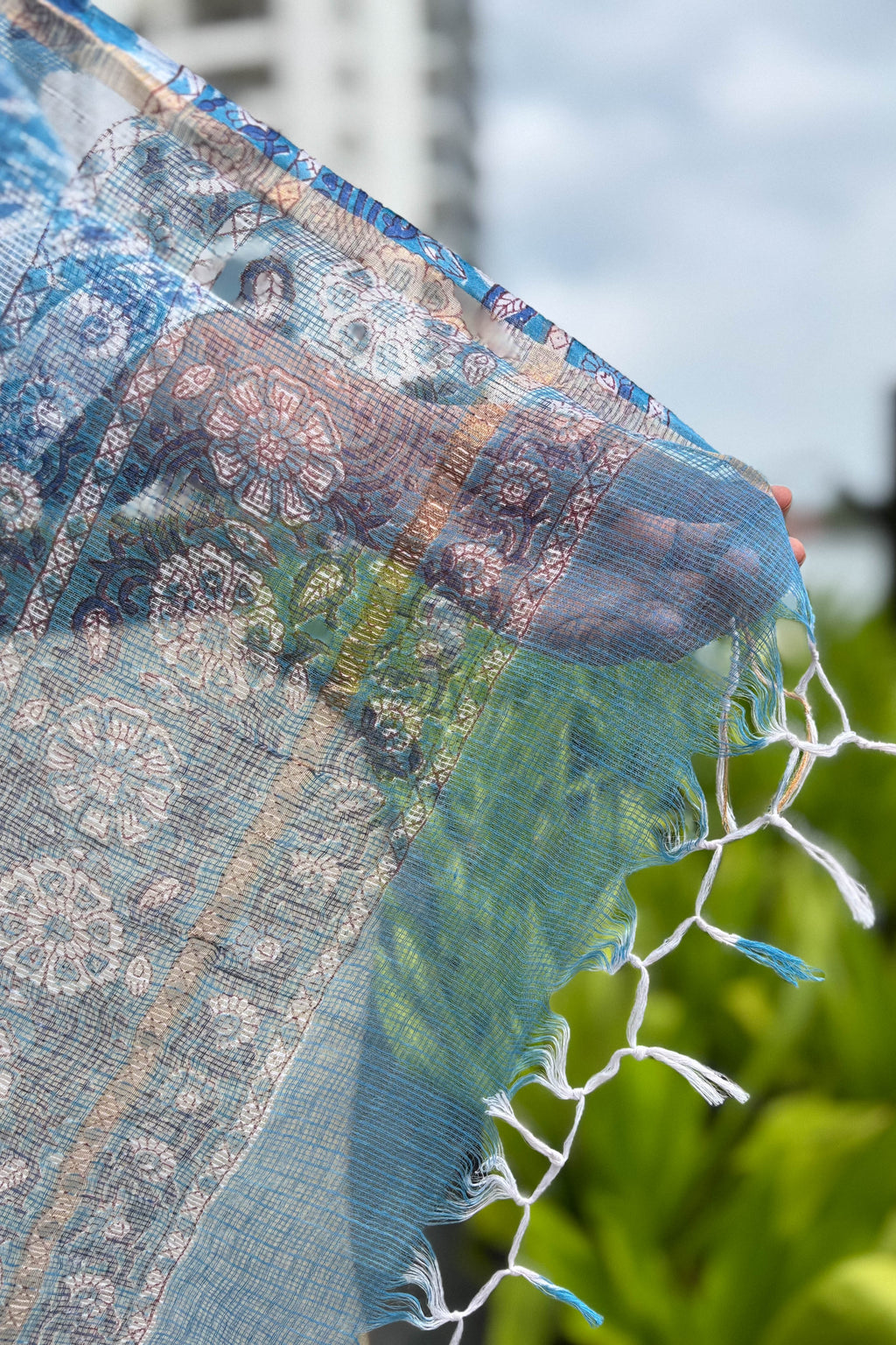 Sorai Sanganeri Handprinted Kota Doria Dupatta
