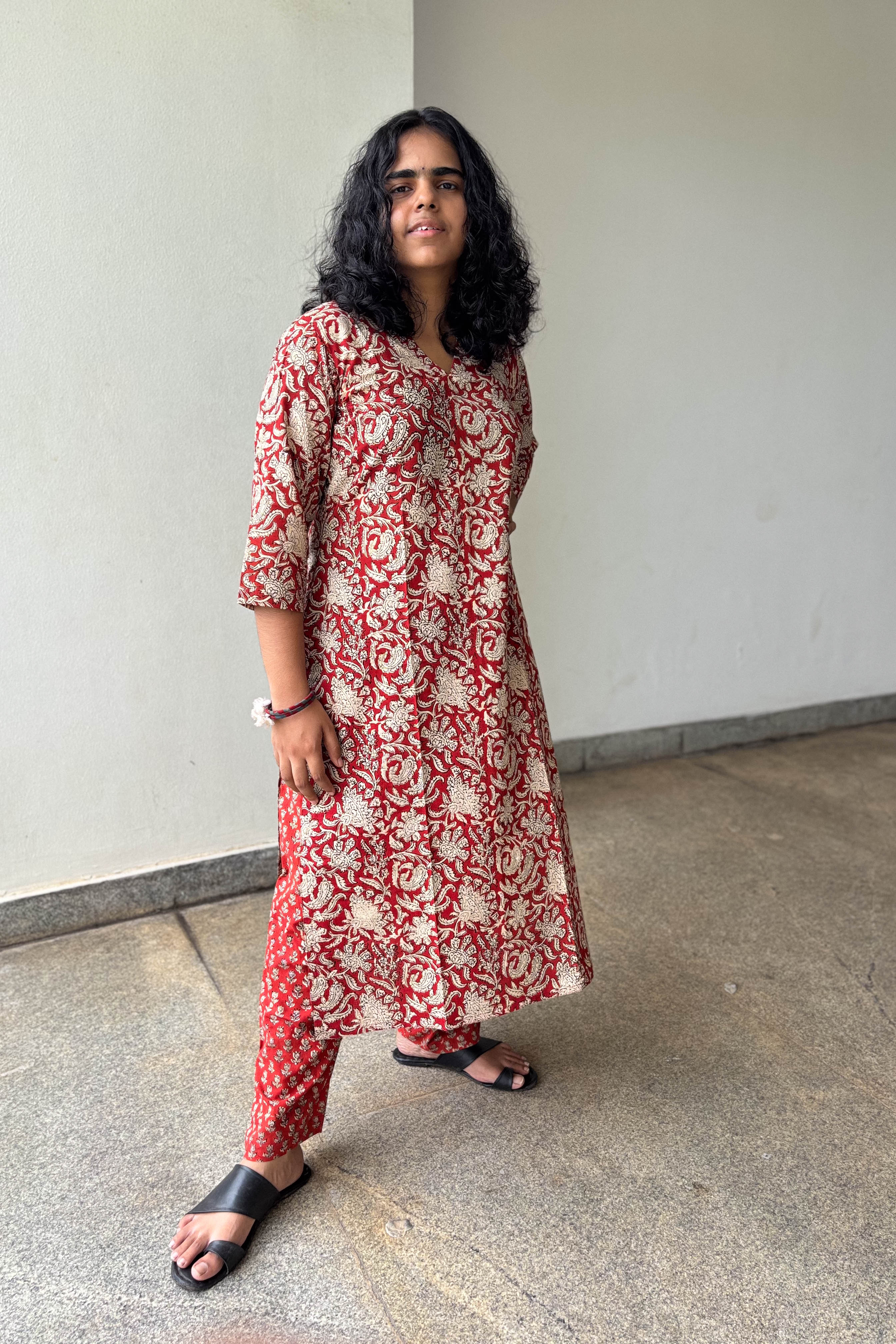 Set of 2- Akari Bagru Straight Kurta & Pants