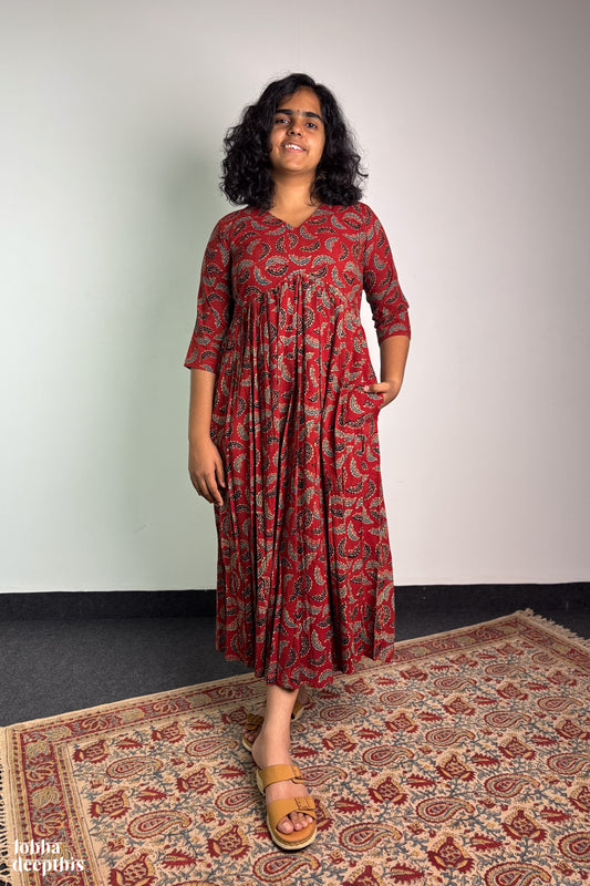 Ajrakh Neem Leaves Madder Alia Cut Kurta