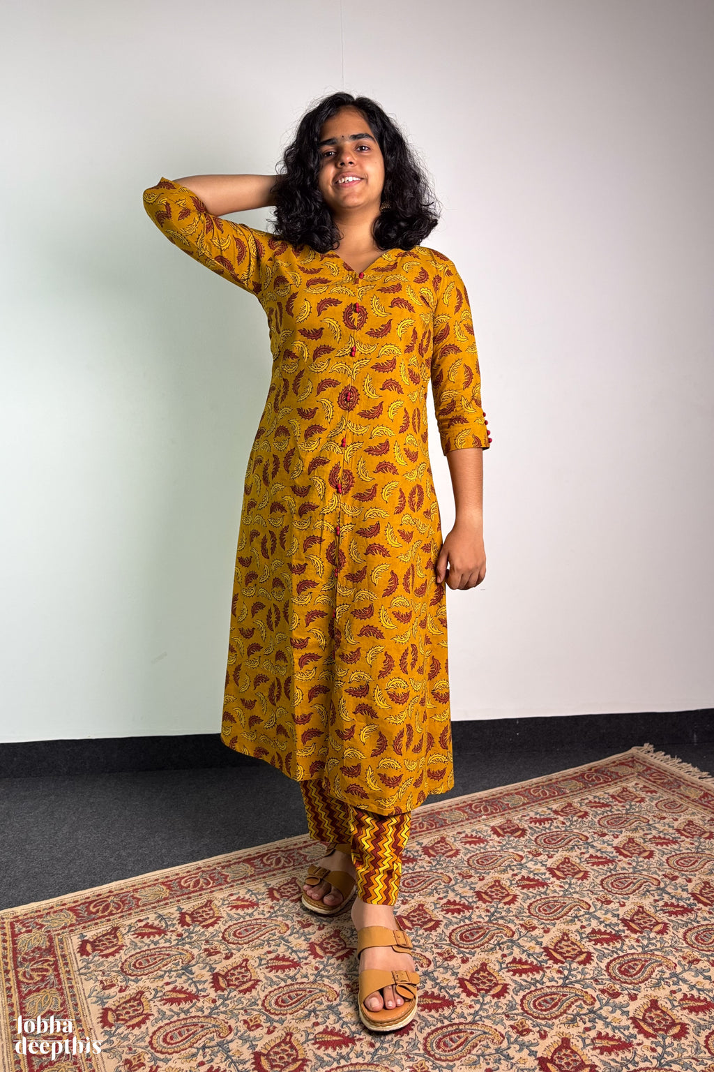 Ajrakh Neem Leaves Turmeric Aline Kurta