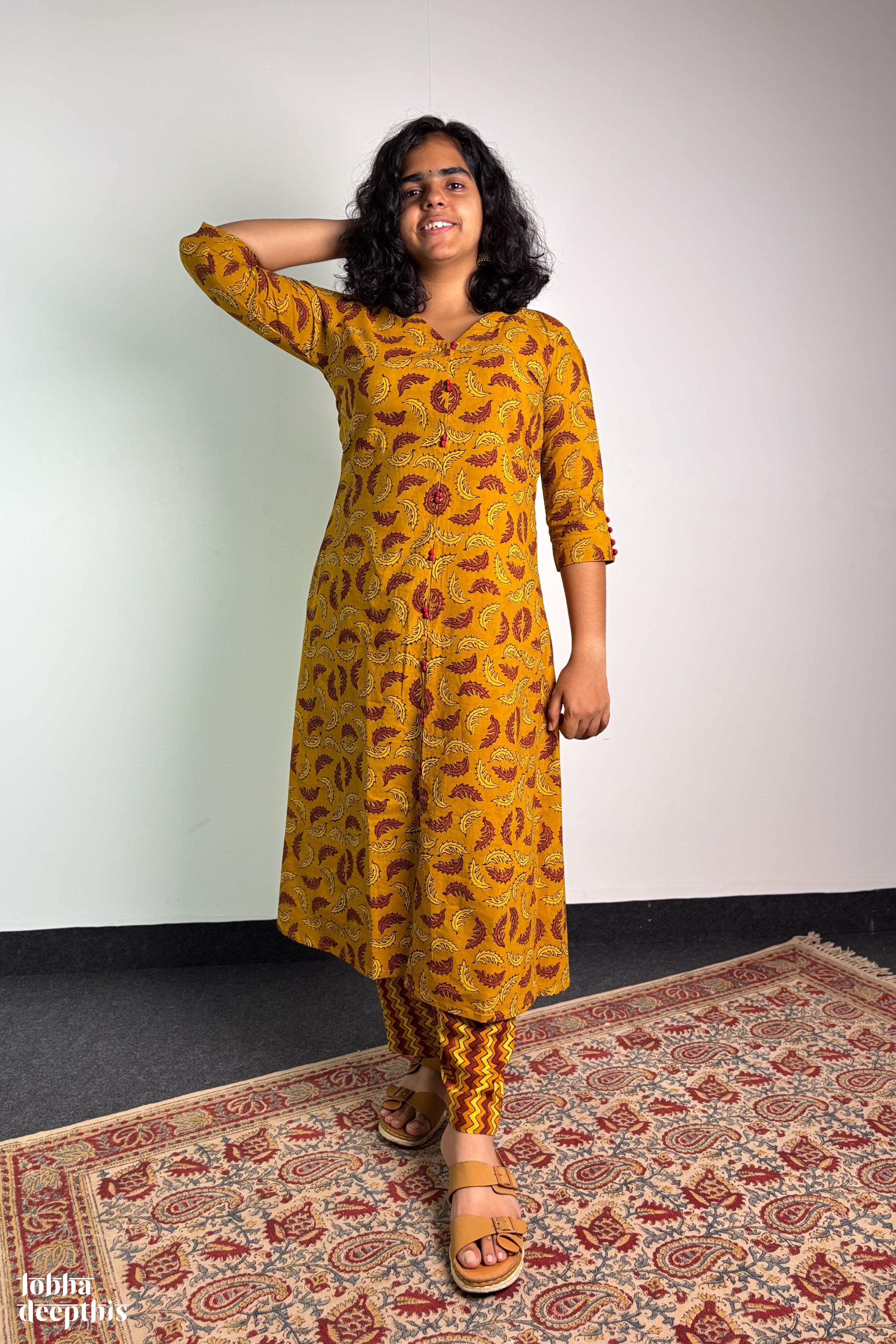 Ajrakh Neem Leaves Turmeric Aline Kurta