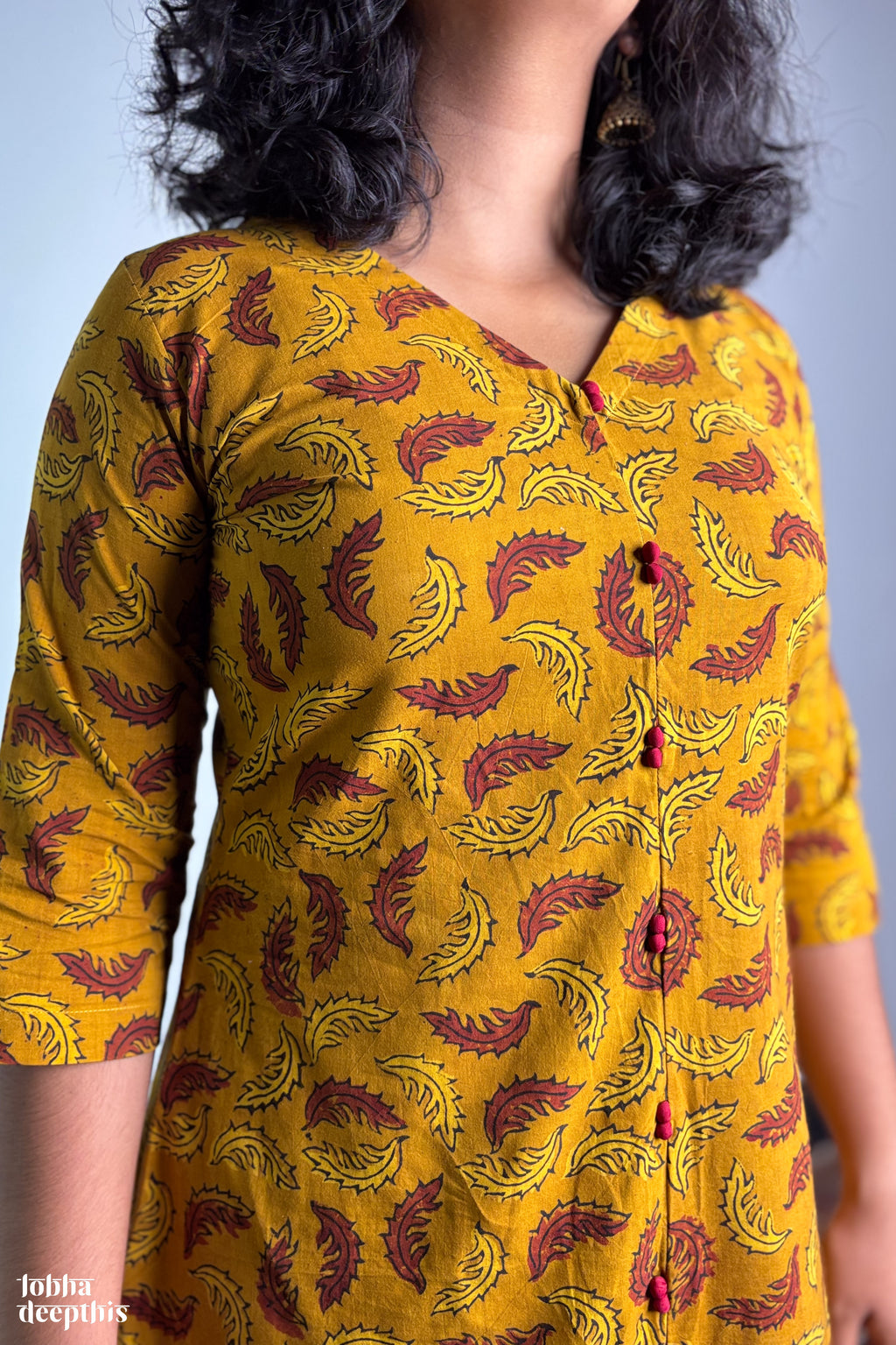 Ajrakh Neem Leaves Turmeric Aline Kurta