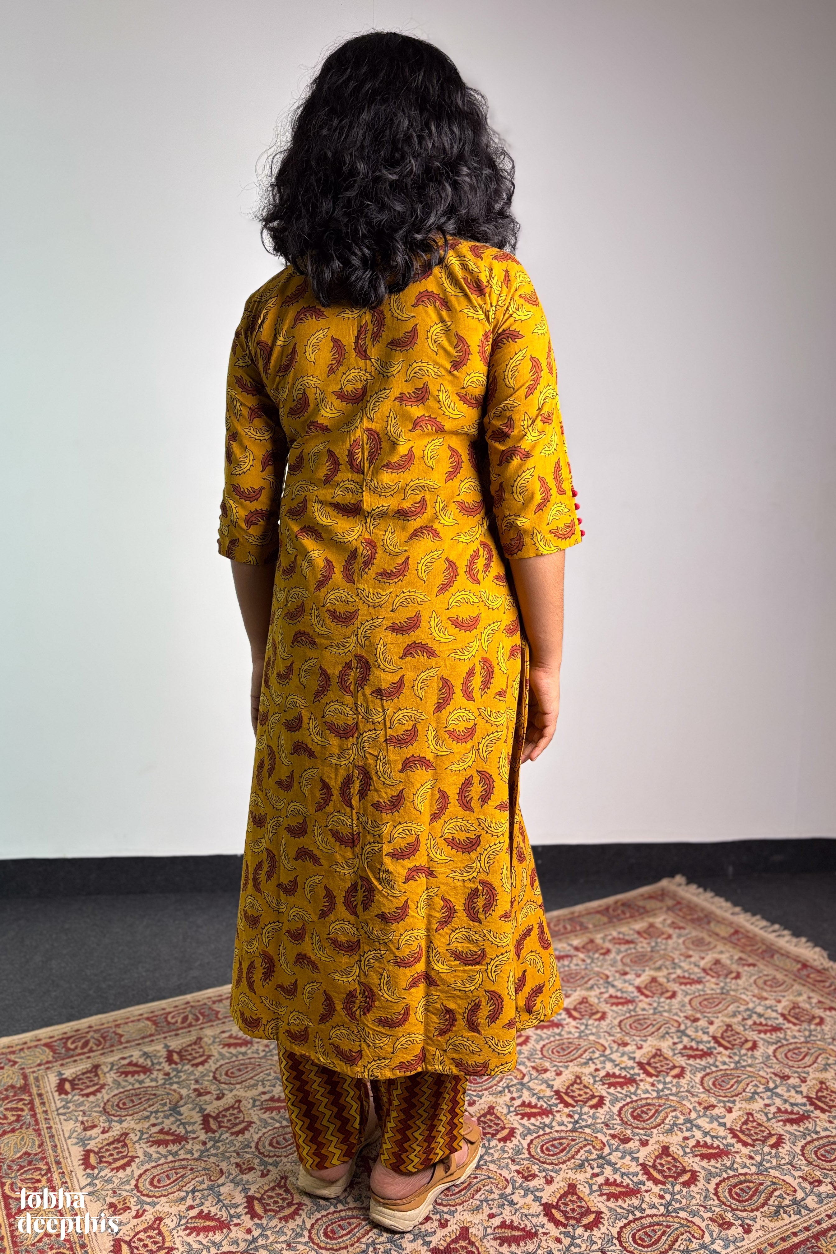 Ajrakh Neem Leaves Turmeric Aline Kurta