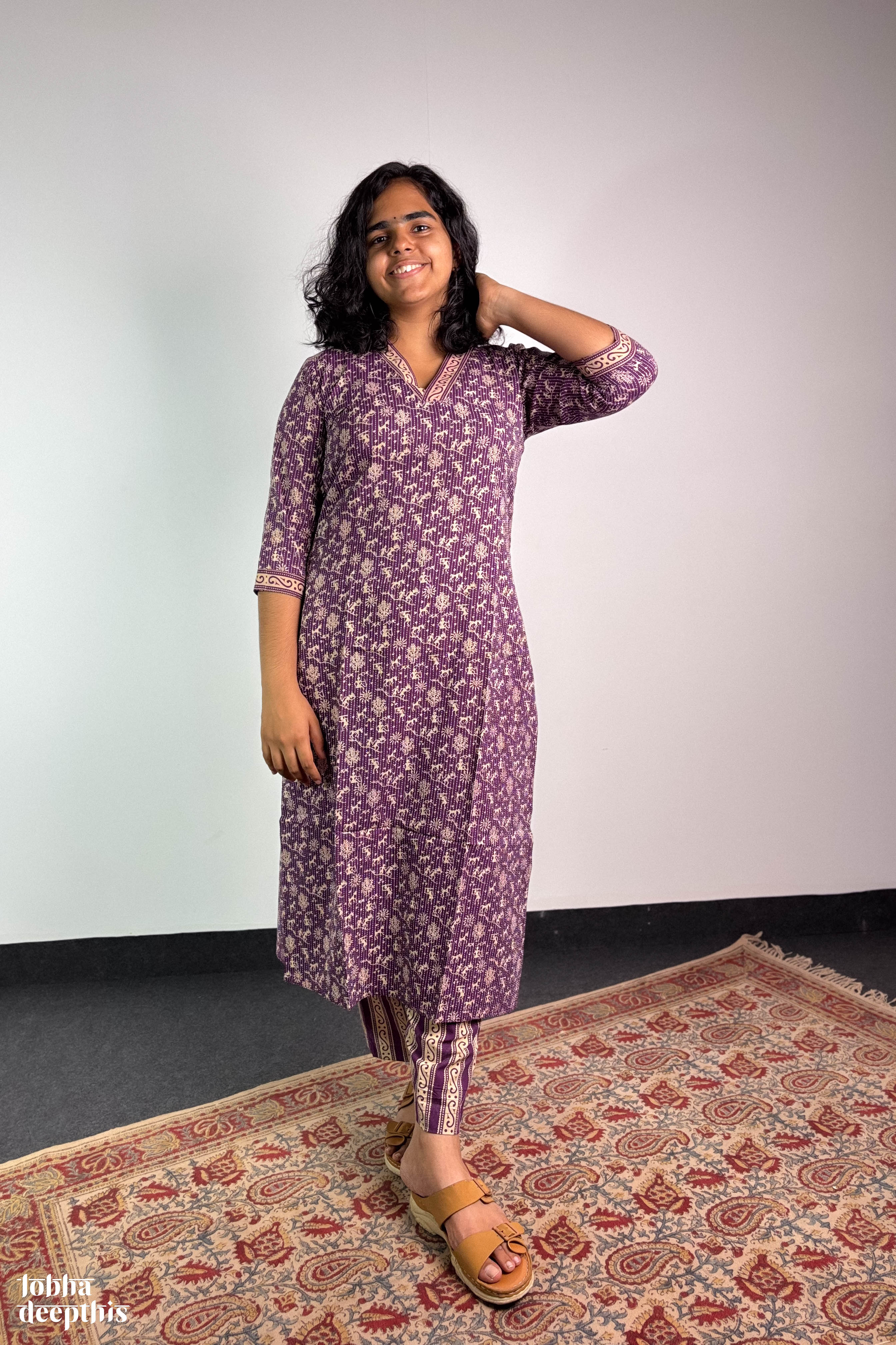 Set of 2- Warli Roots Lavender Kurta & Pants
