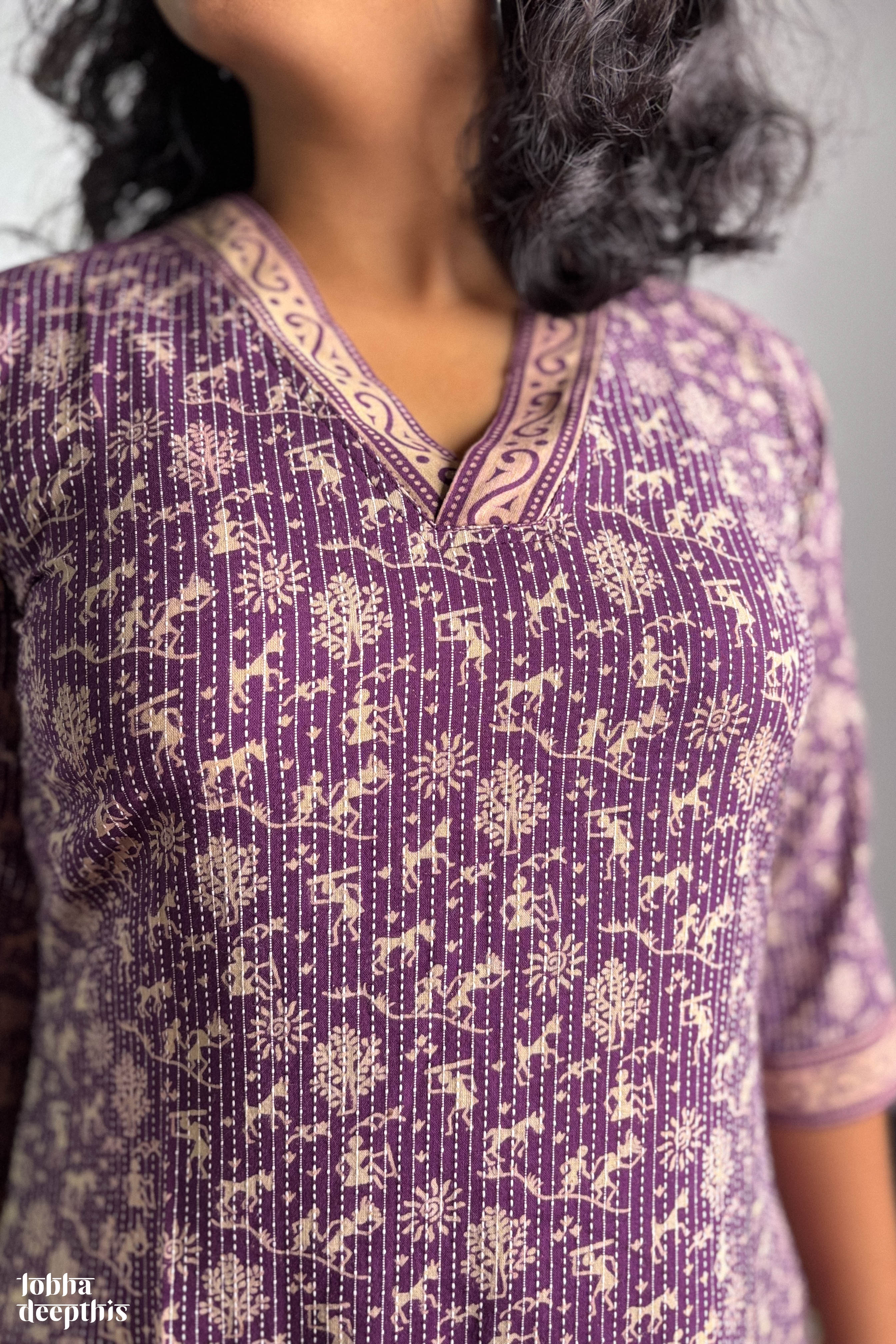 Set of 2- Warli Roots Lavender Kurta & Pants