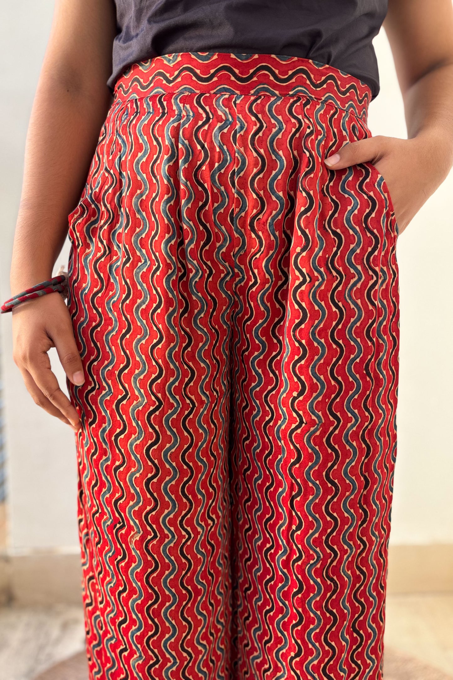 Ravani Stripes Madder Red Parallel Pants