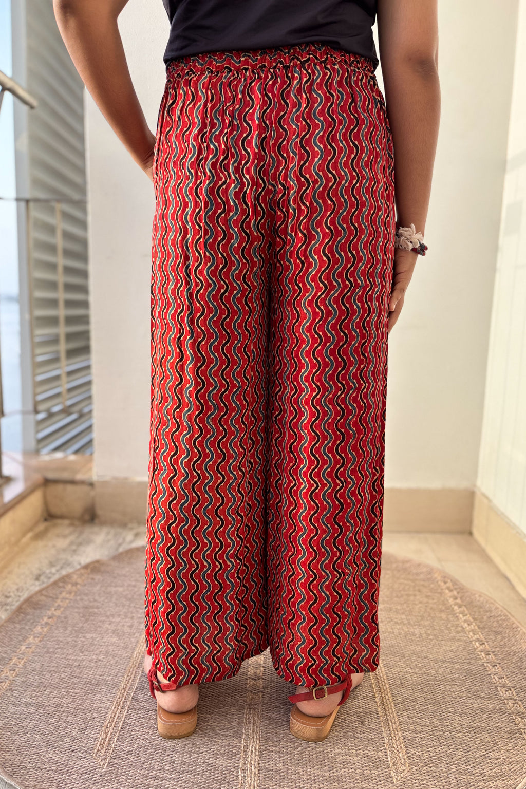Ravani Stripes Madder Red Parallel Pants