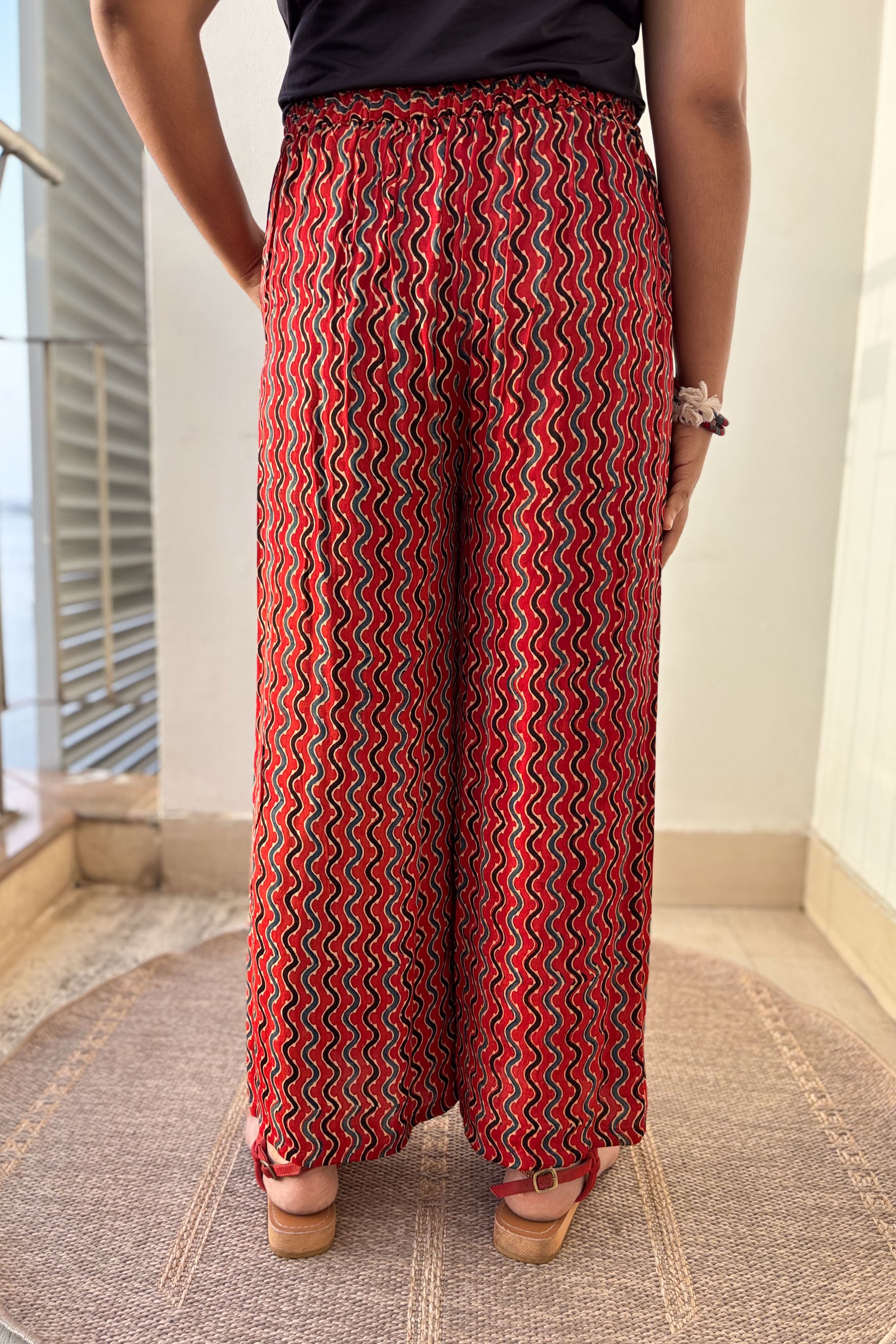 Ravani Stripes Madder Red Parallel Pants